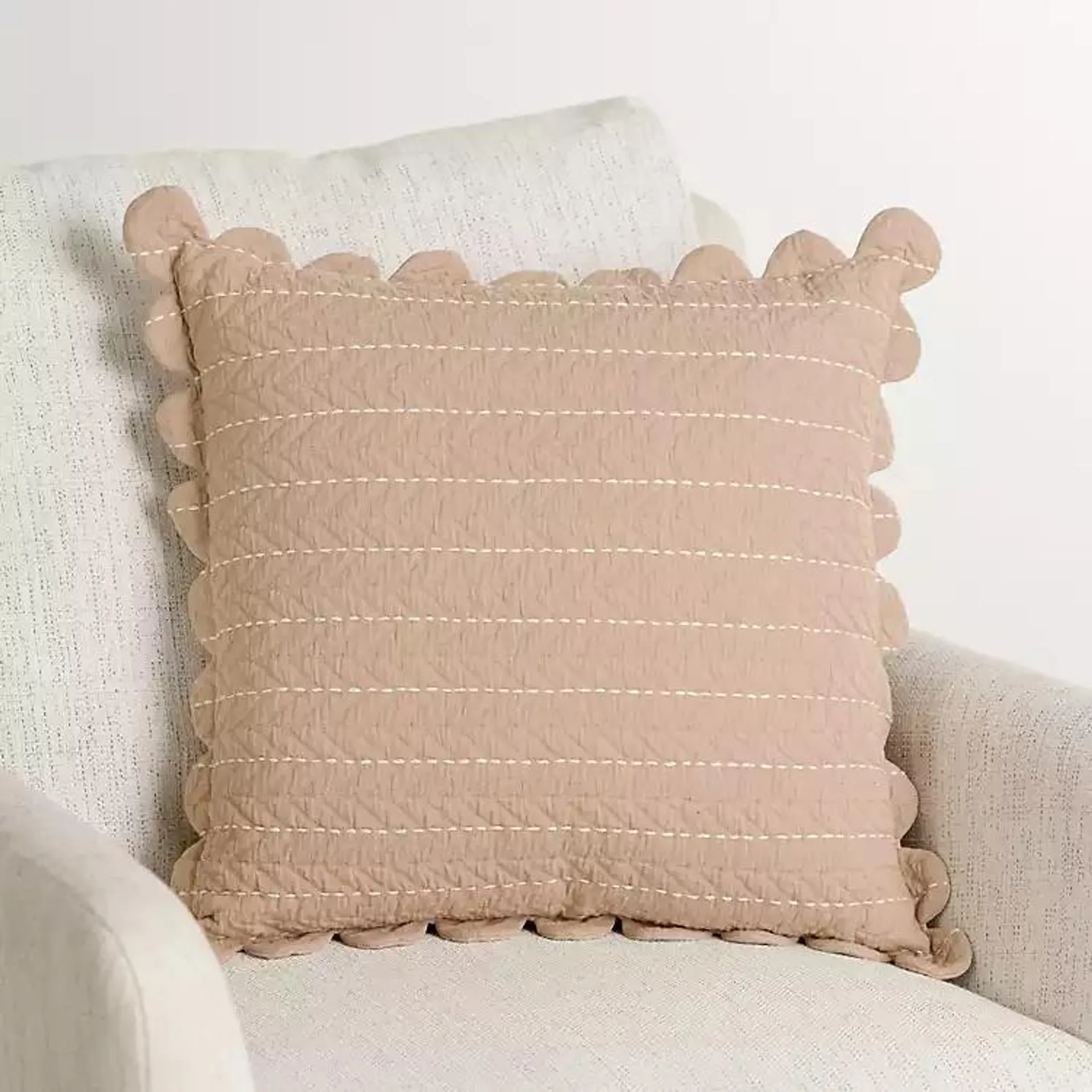 Taupe Scalloped Edge Pillow