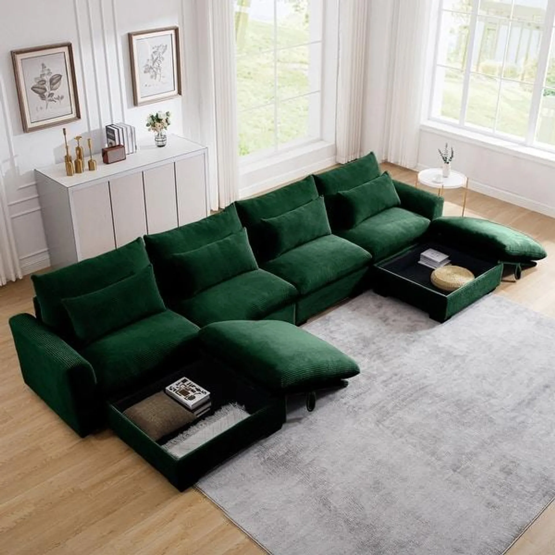 Corduroy Upholstered Modular Sectional Sofa, Free Combination Design