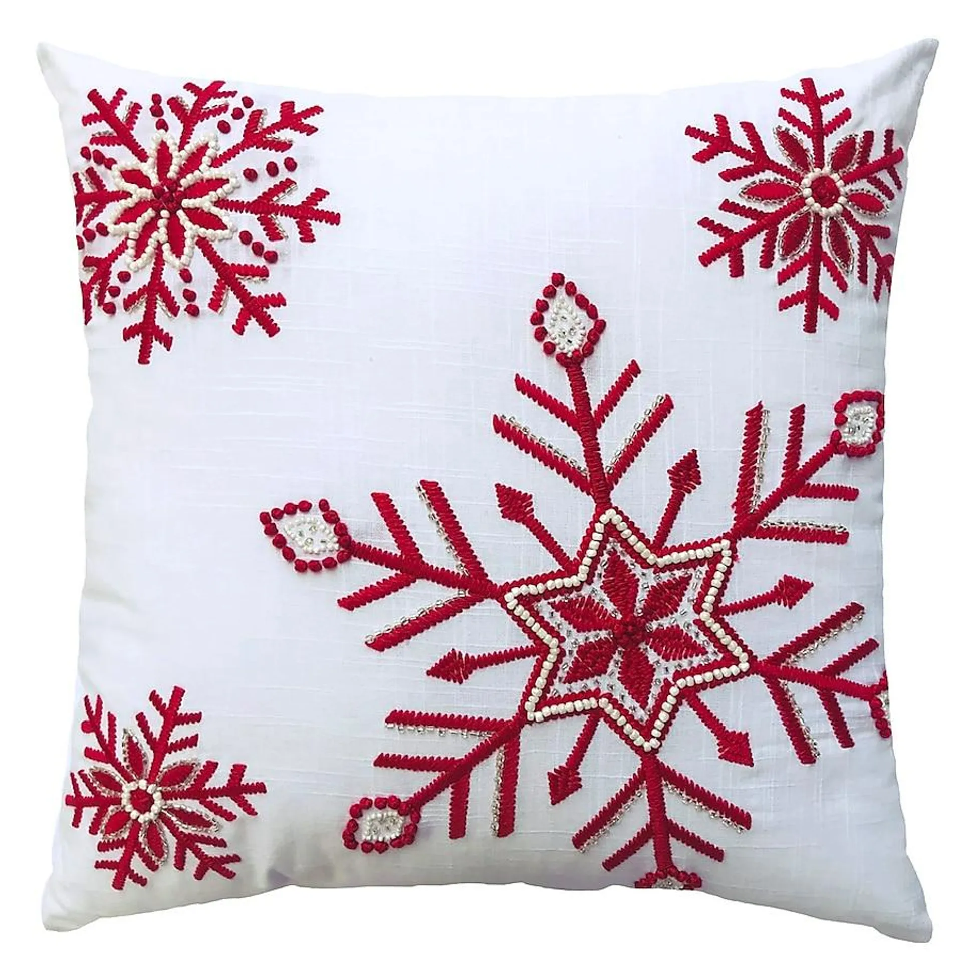 Holiday Living 18-in Pillow Red Snowflakes Christmas Decor