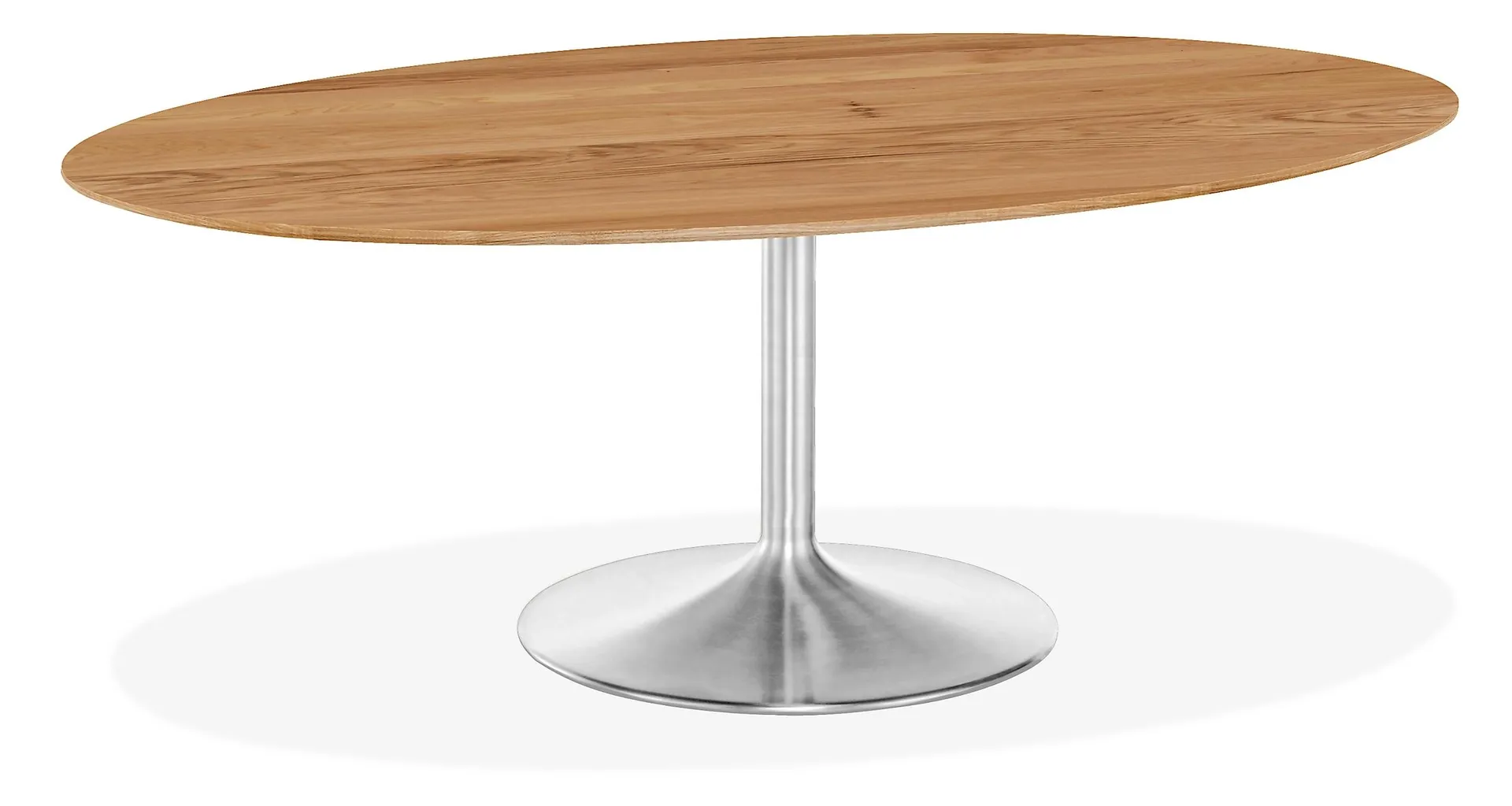 Aria 78w 48d Oval Dining Table w/Calico Hickory Top & Stainless Steel Base