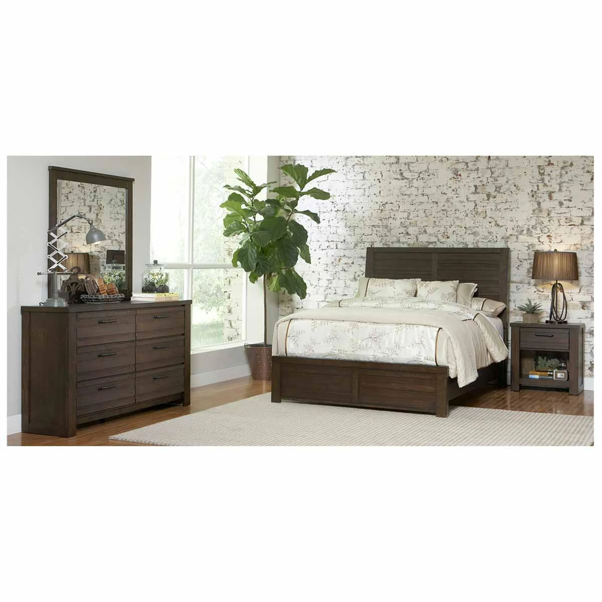 Elements International Morrow Charcoal Queen Upholstered Bed