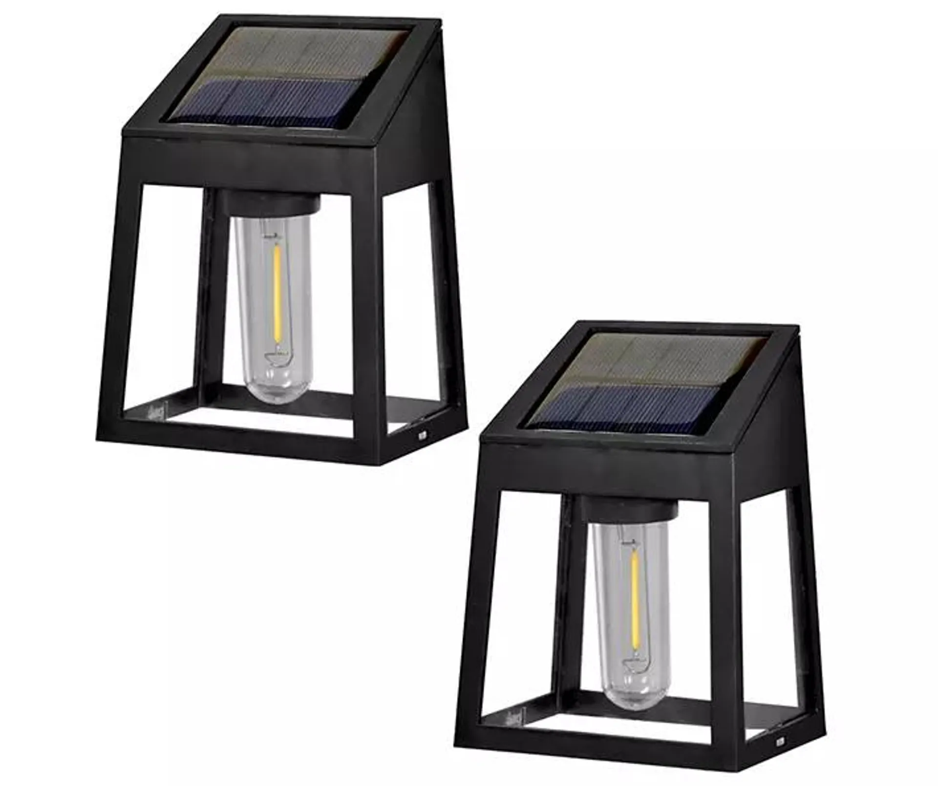 Black Filament LED Solar Wall Light Set, 2-Pack