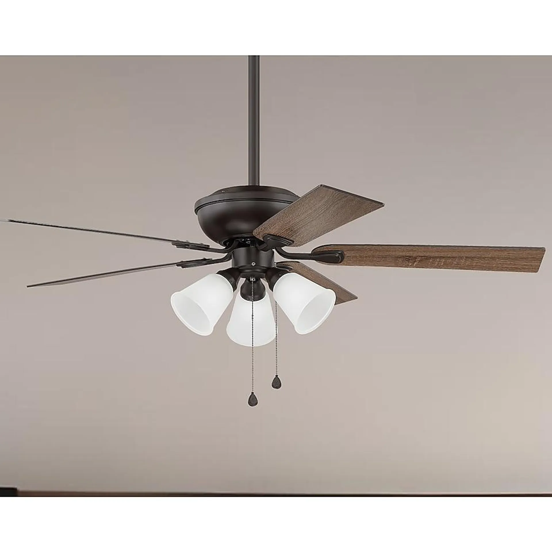 Harbor Breeze Sailor Bay 52-in Dark Bronze with Sable/Auburn Blades LED Indoor Downrod or Flush Mount Ceiling Fan with Light (5-Blade)