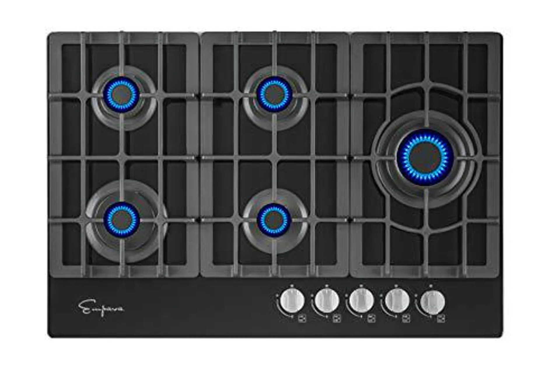 Empava 30 Inch Gas Stove Cooktop LPG/NG Convertible with 5 Italy SABAF Burners Tempered Glass in Black