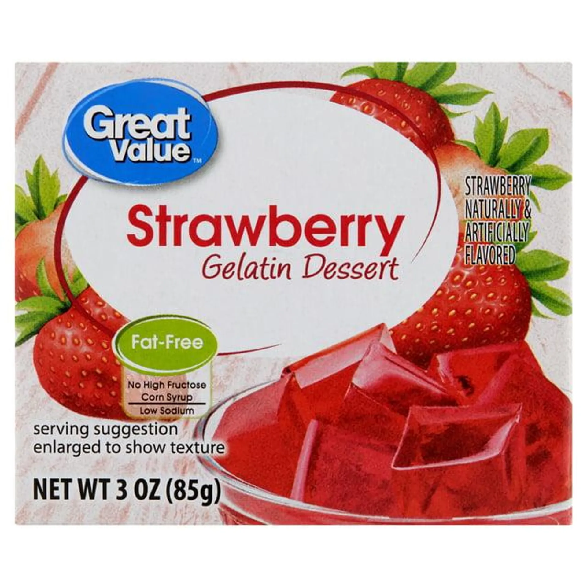 Great Value Gelatin Dessert, Strawberry, 3 oz