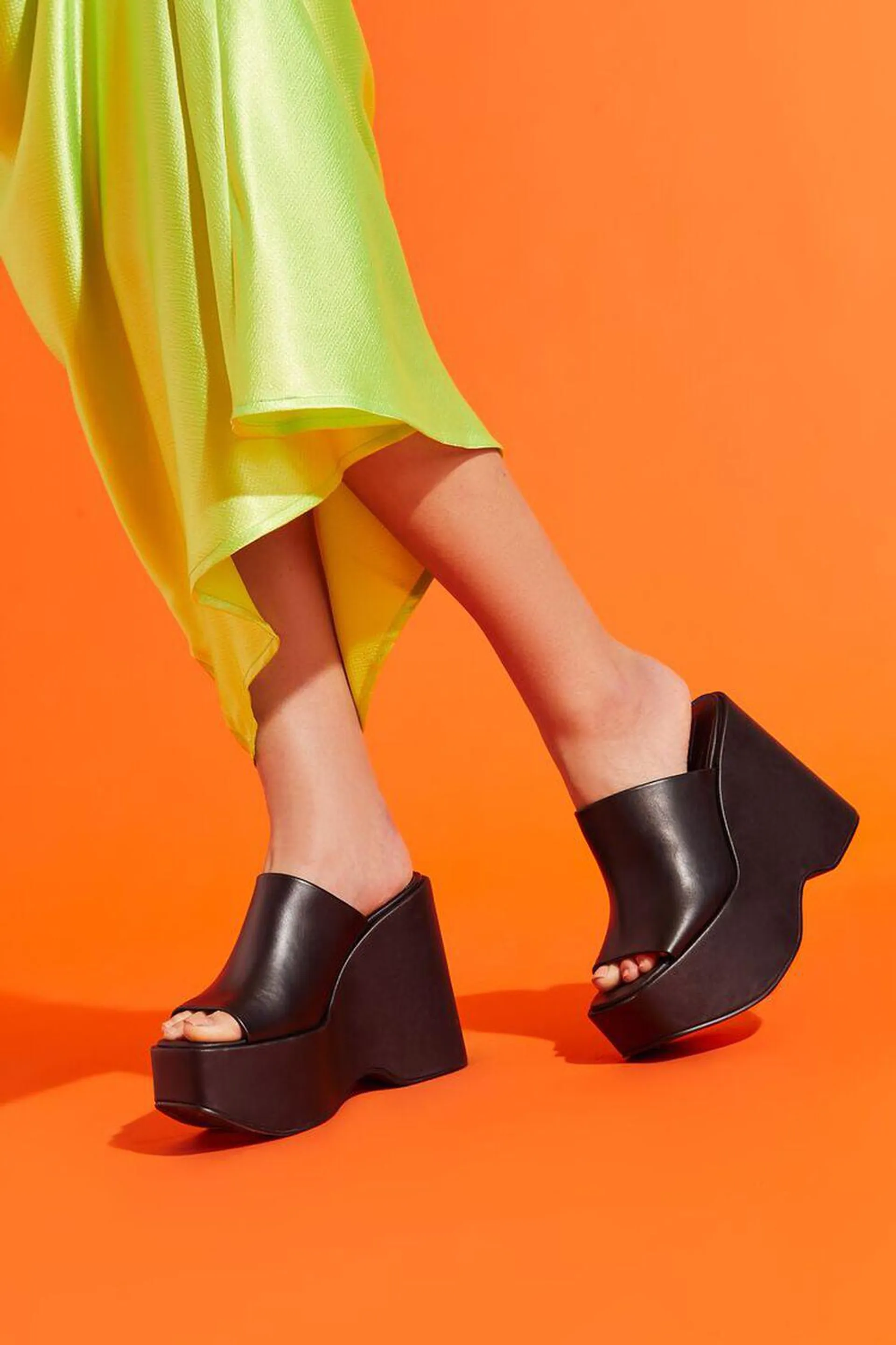 Faux Leather Platform Wedges