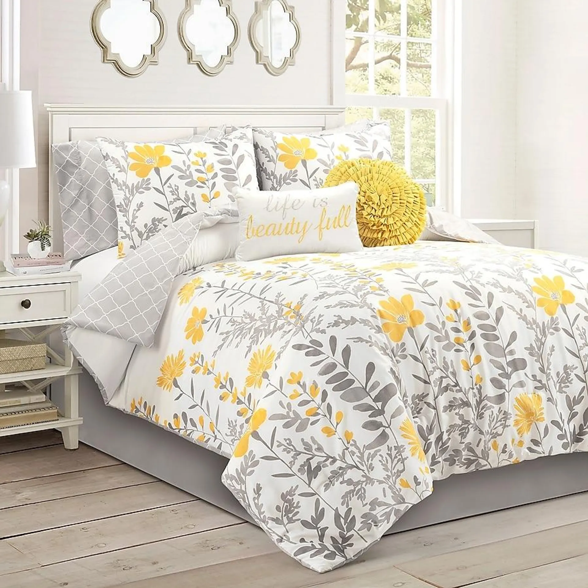 Lush Decor Yellow Floral Reversible King Comforter