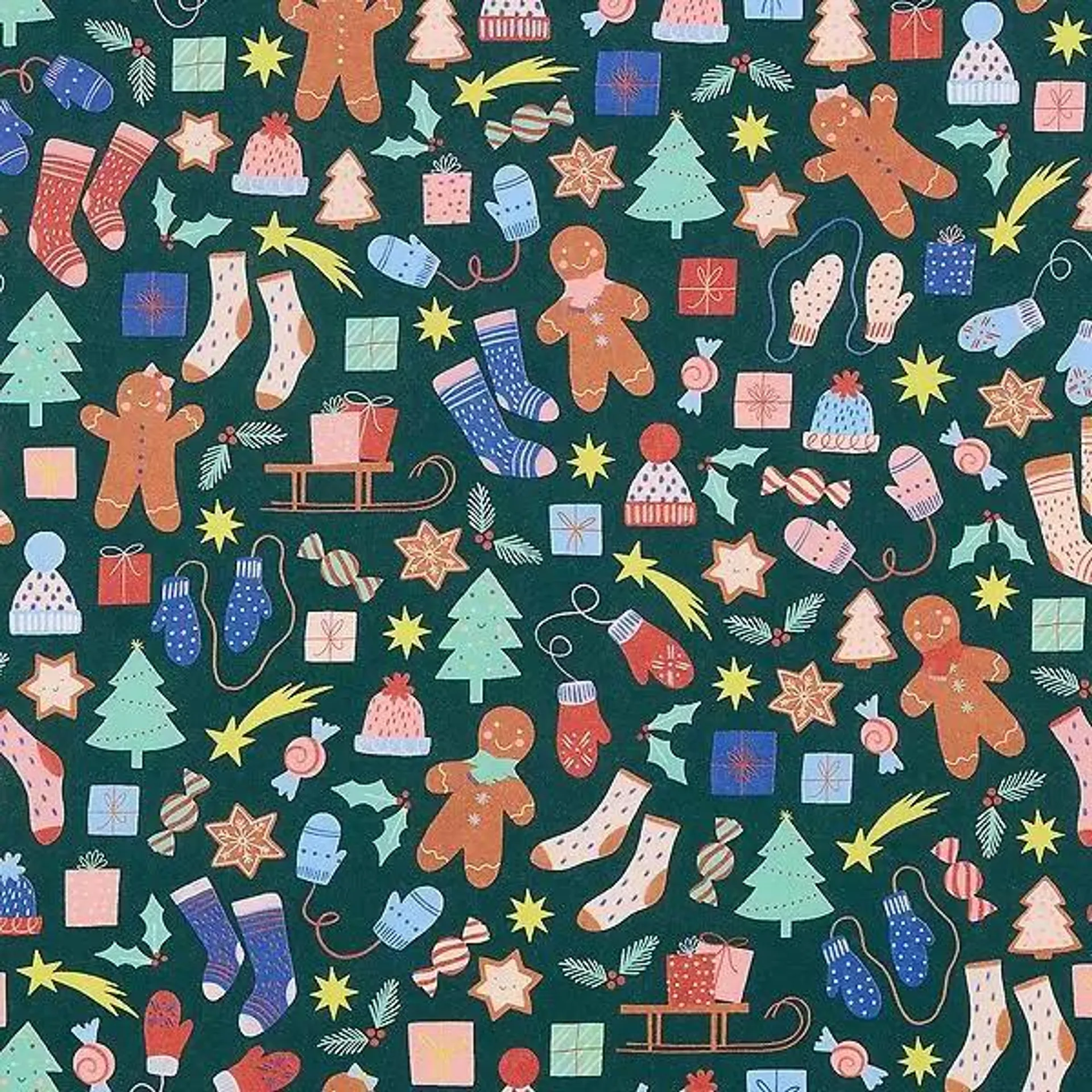 The Container Store Christmas Icons Dark Wrapping Paper