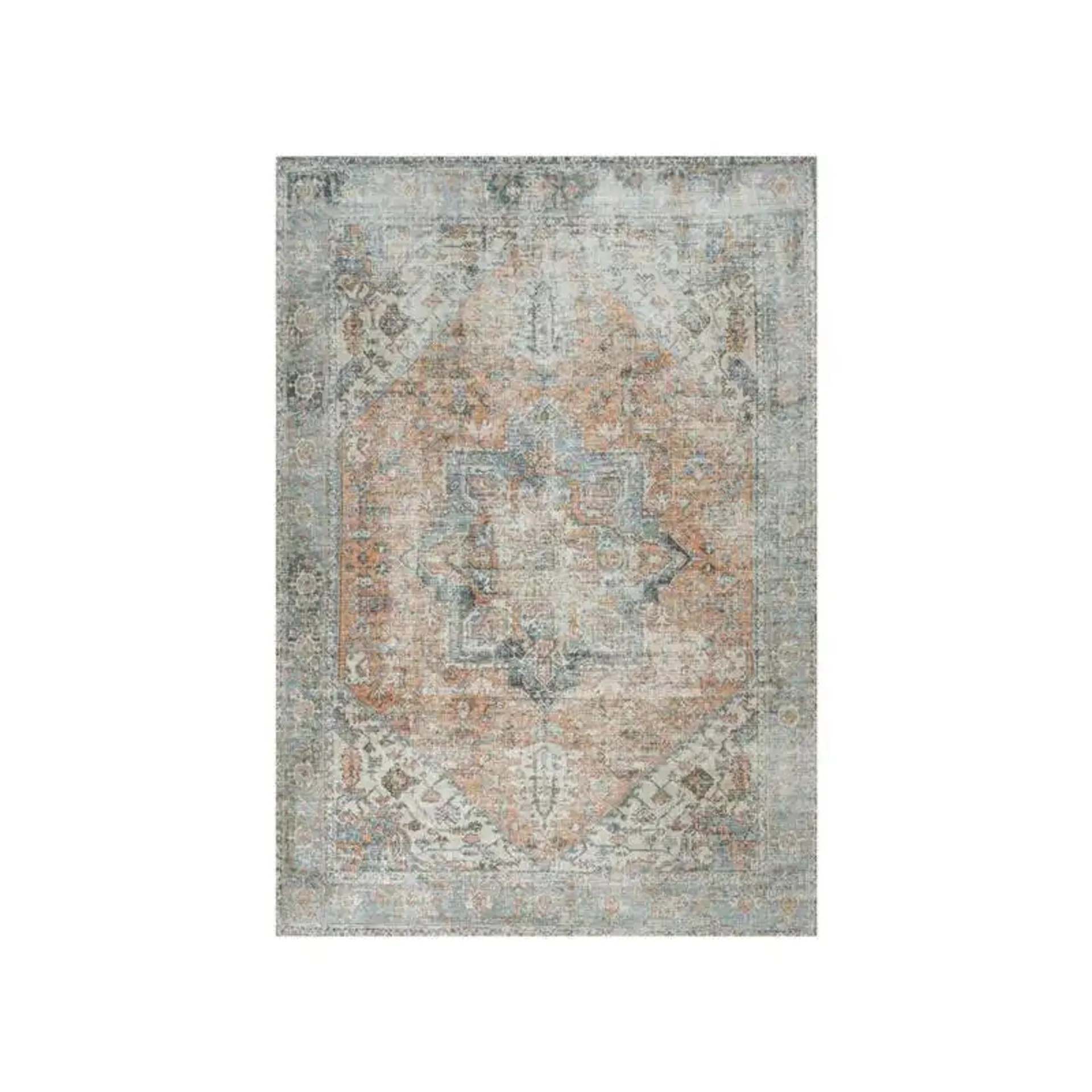 Armae Distressed Medallion Chenille Machine-Washable Area Rug