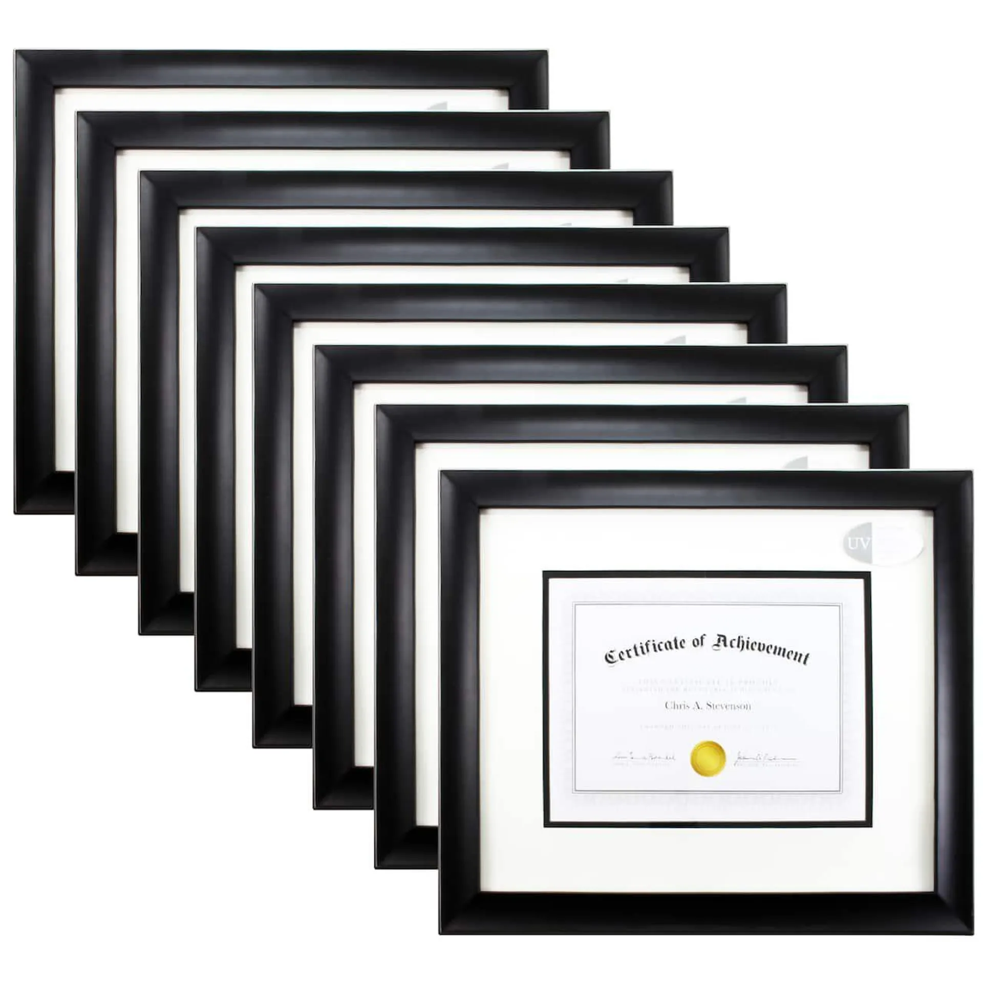 8 Pack: Black, 13" x 15.5" With 8.5" x 11" Double Mat, Document Frame by Studio Décor®