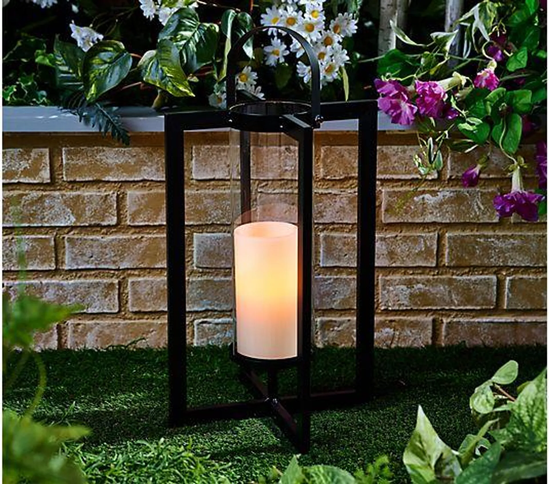 Scott Living 15" Outdoor Metal Lantern with LED Candle