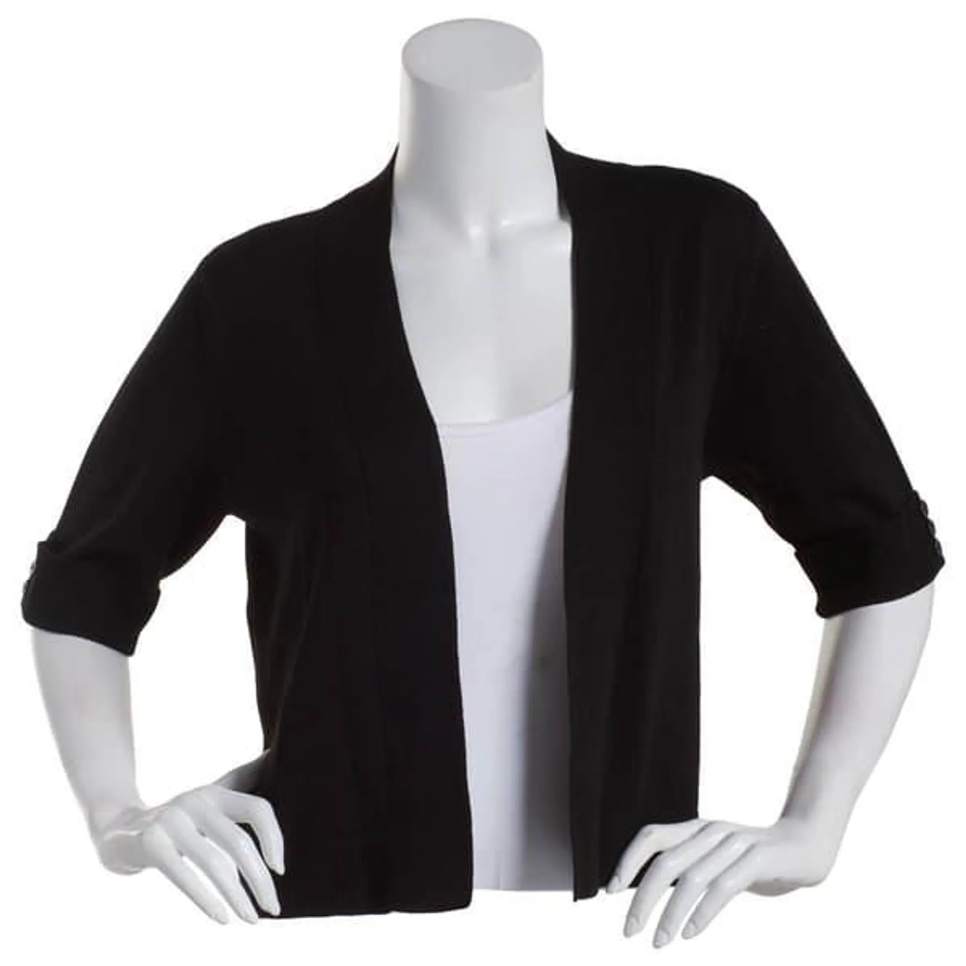 Womens 89th & Madison Elbow Sleeve Roll Tab Shrug