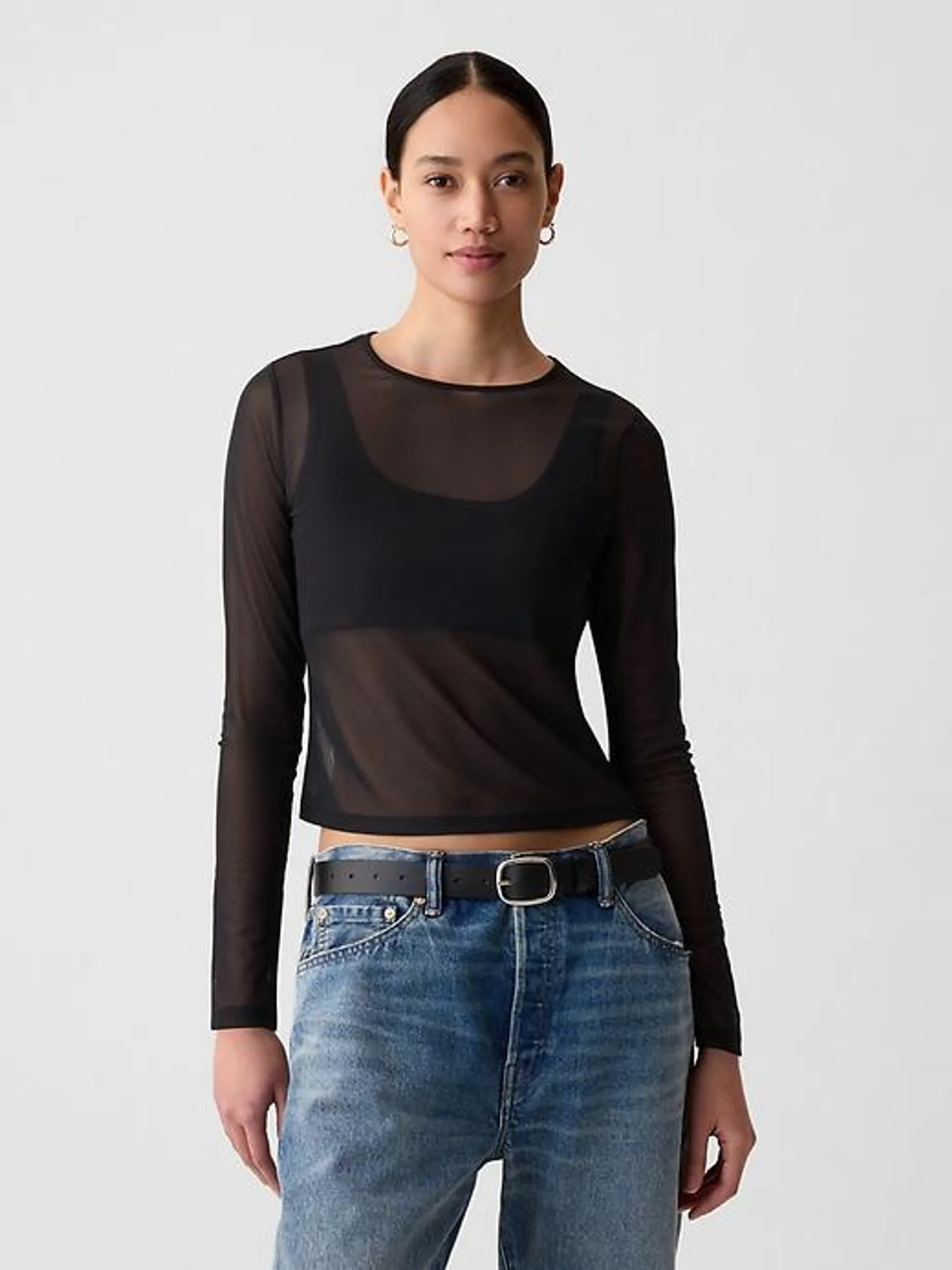 Sheer Cropped T-Shirt