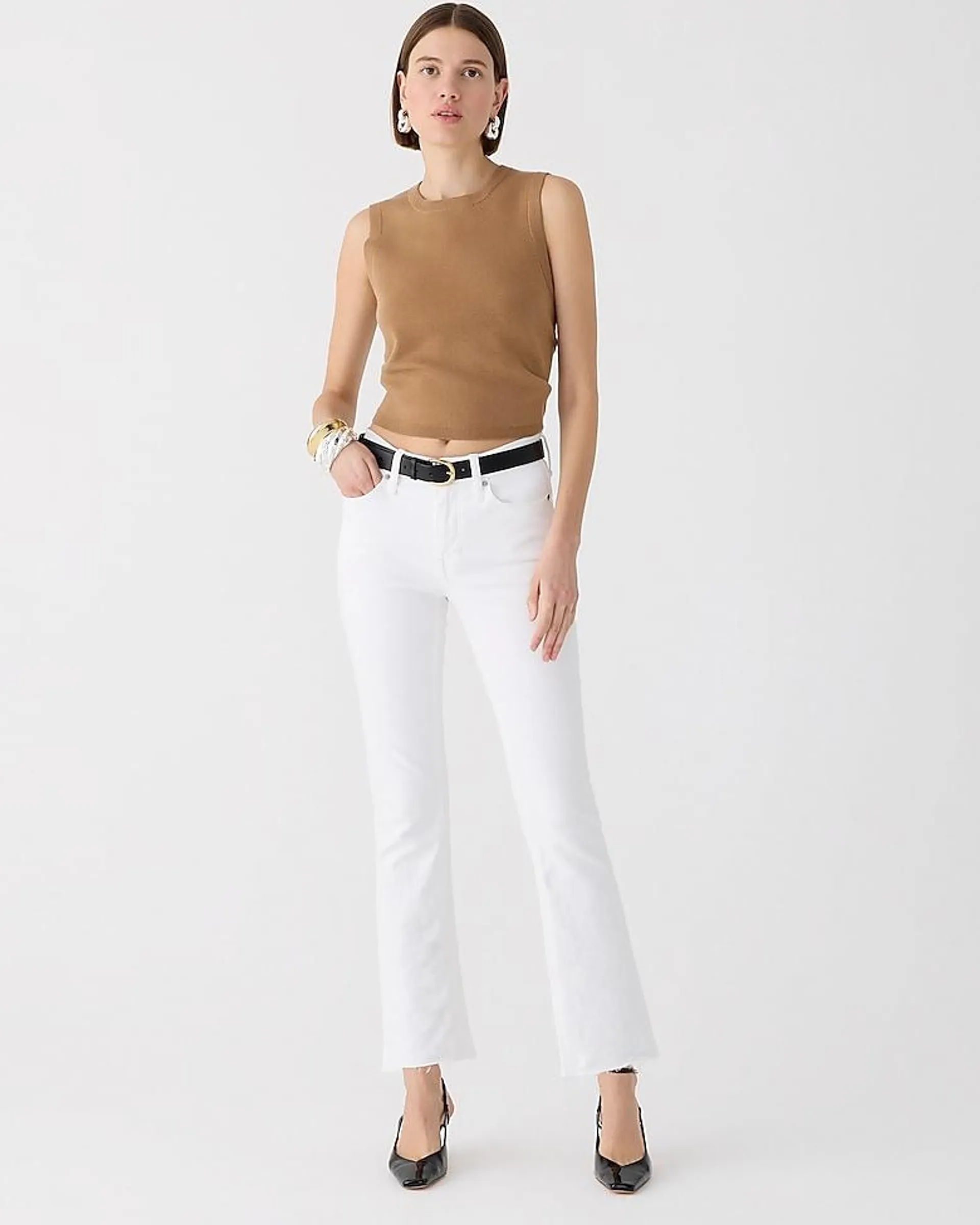 9" demi-boot crop jean in white wash