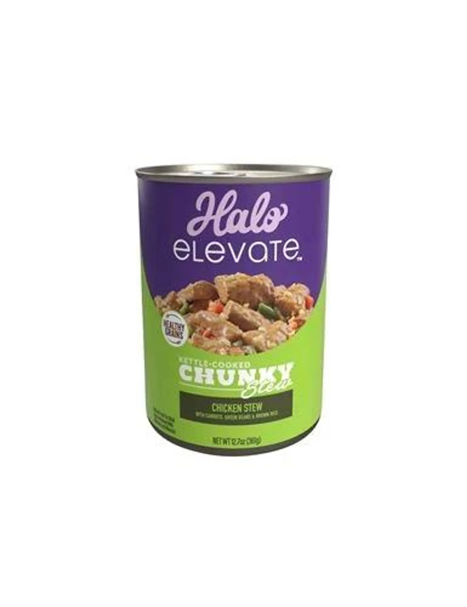 Halo Elevate Kettle Cooked Chunky Healthy Grains Chicken Stew with Carrots, Green Beans & Brown Rice Wet Dog Food, 12.7 Ounces