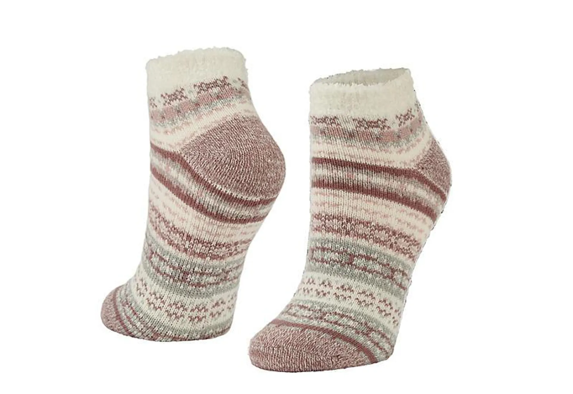 Fireside Womens Low Cut Vintage Fair Isle 2.0 Slipper Socks 1 Pair - Pink