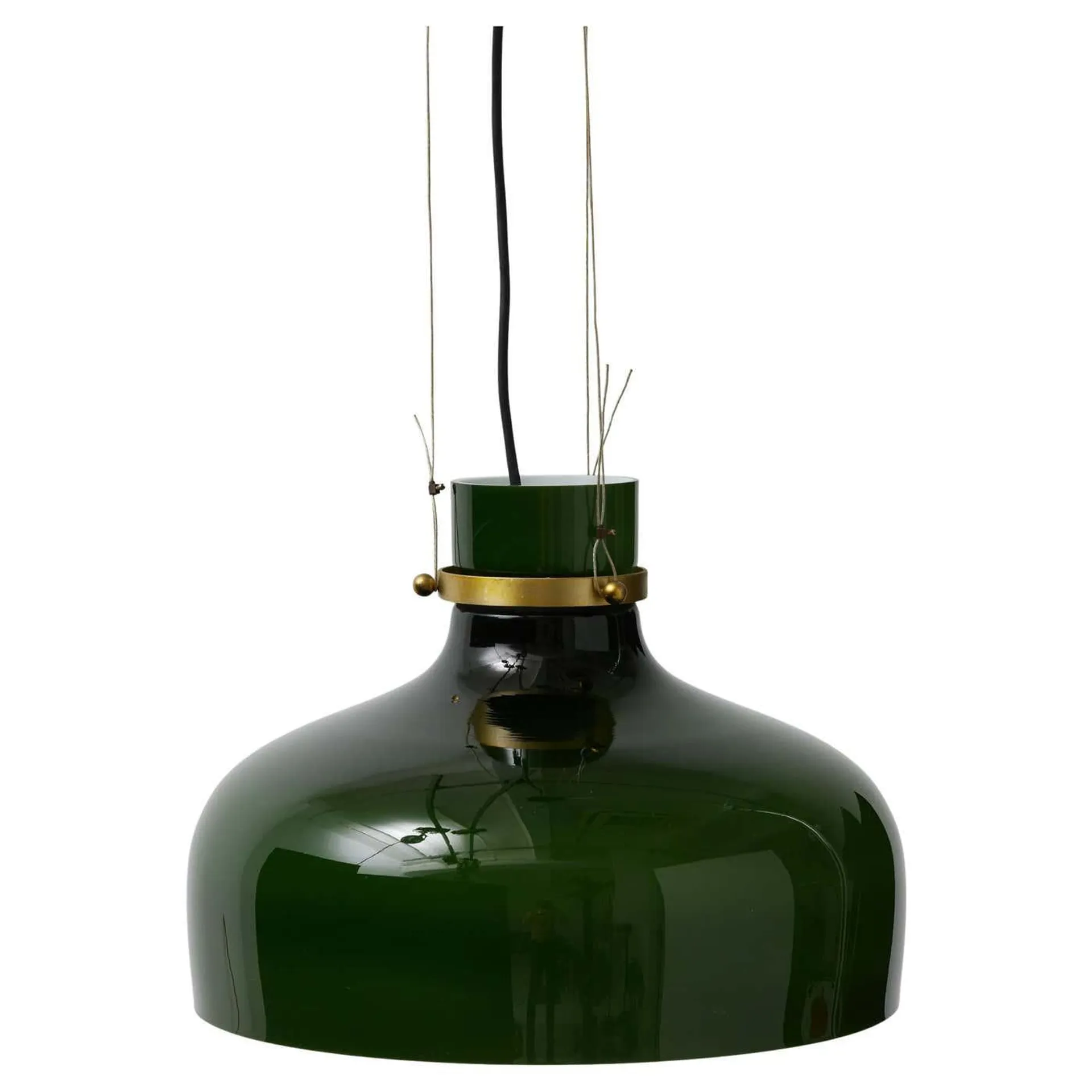 Antique Green Glass Ceiling Lamp, Early 20th Century, France