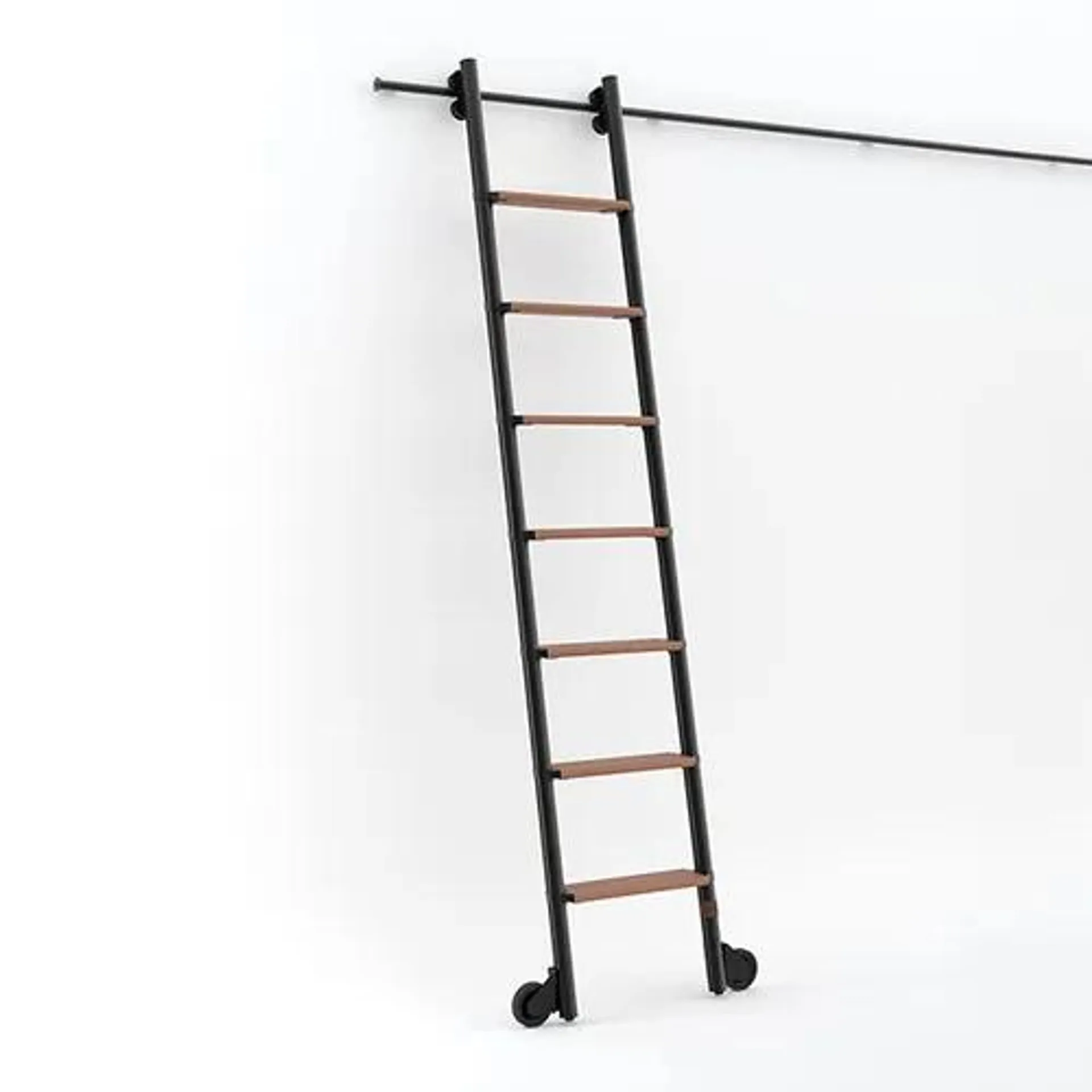 Alta Metal Braking Double Roller Library Ladder Kit - 8 Foot Rail