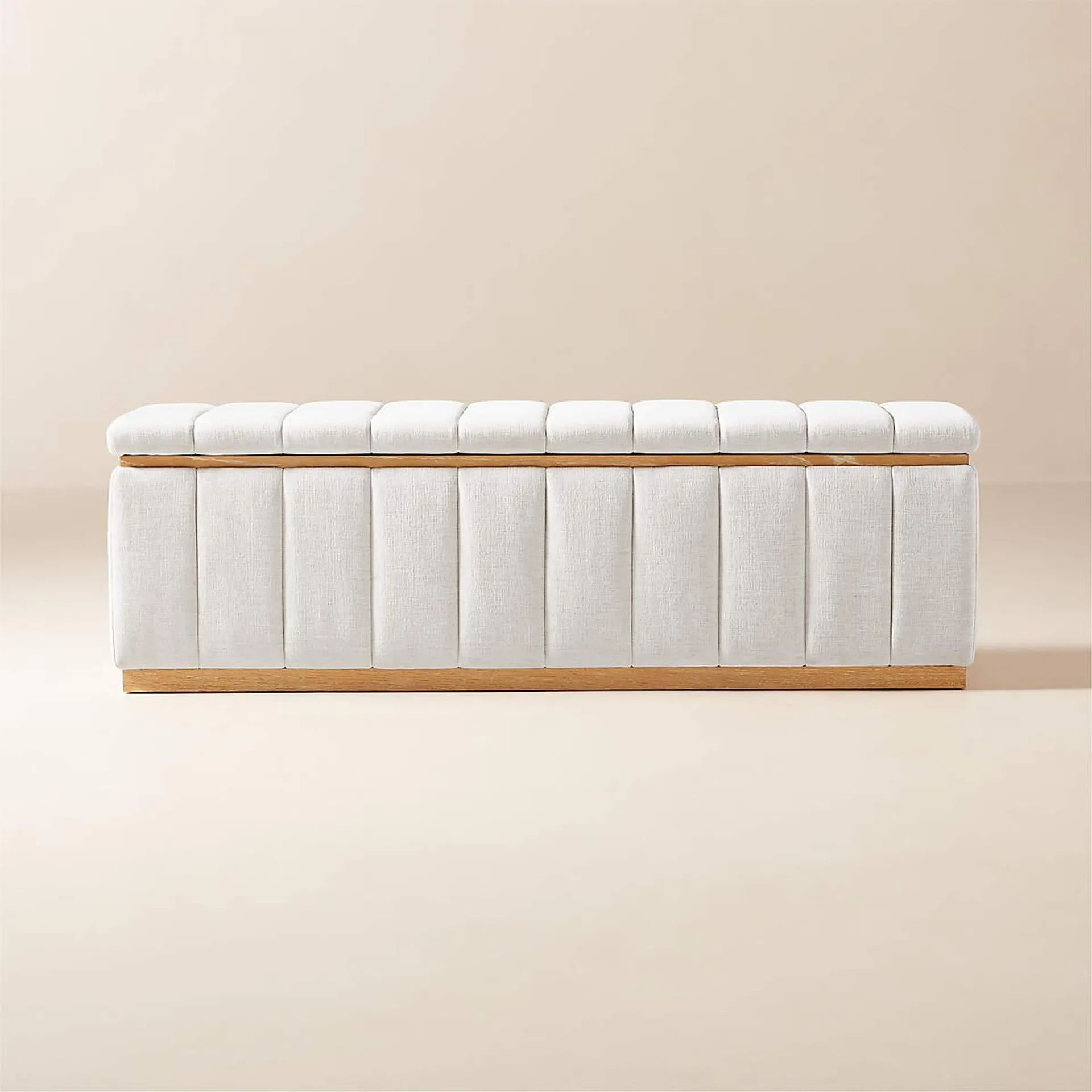 Forte Channeled White Performance Fabric Storage Bench