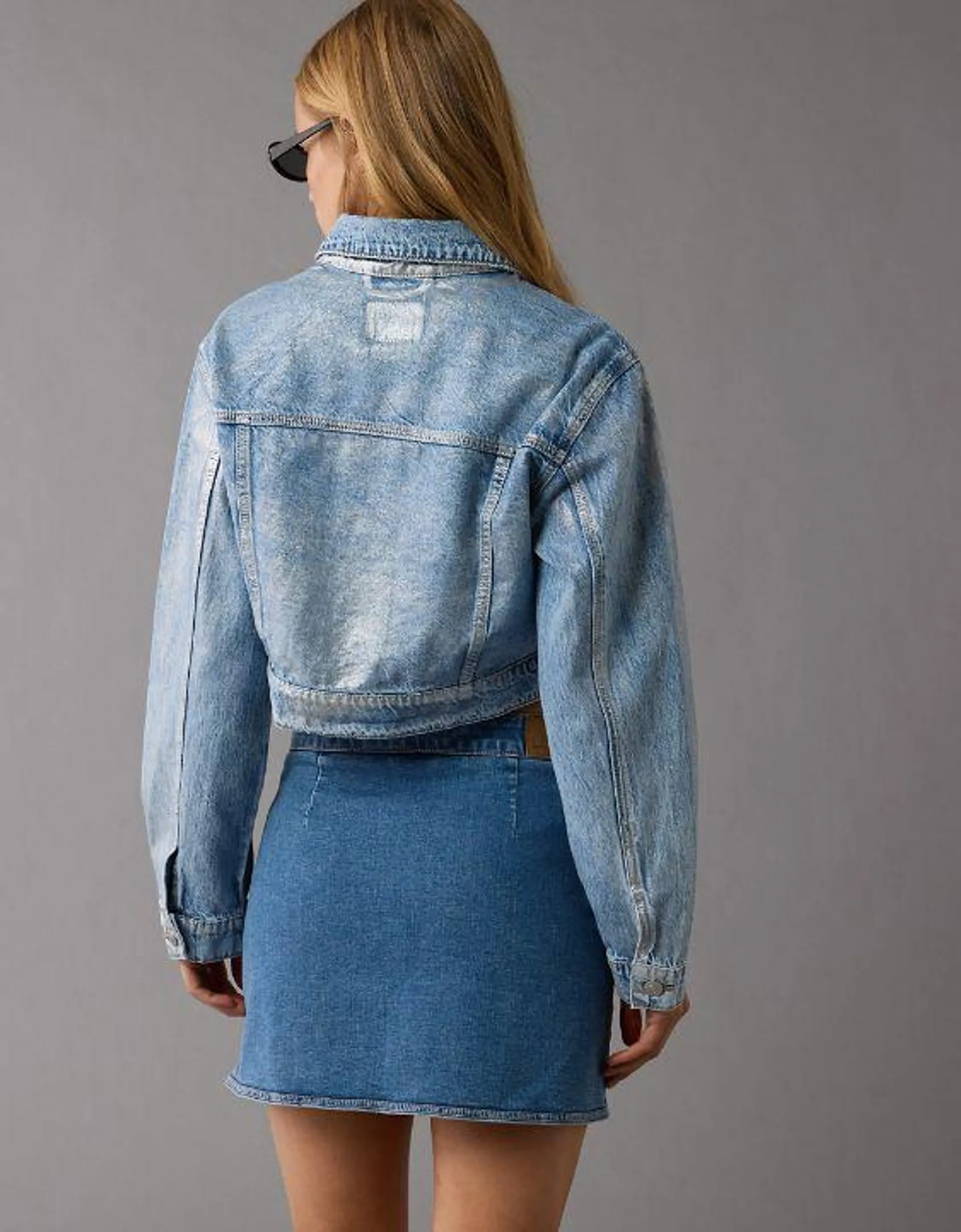 AE Metallic Cropped Denim Jacket