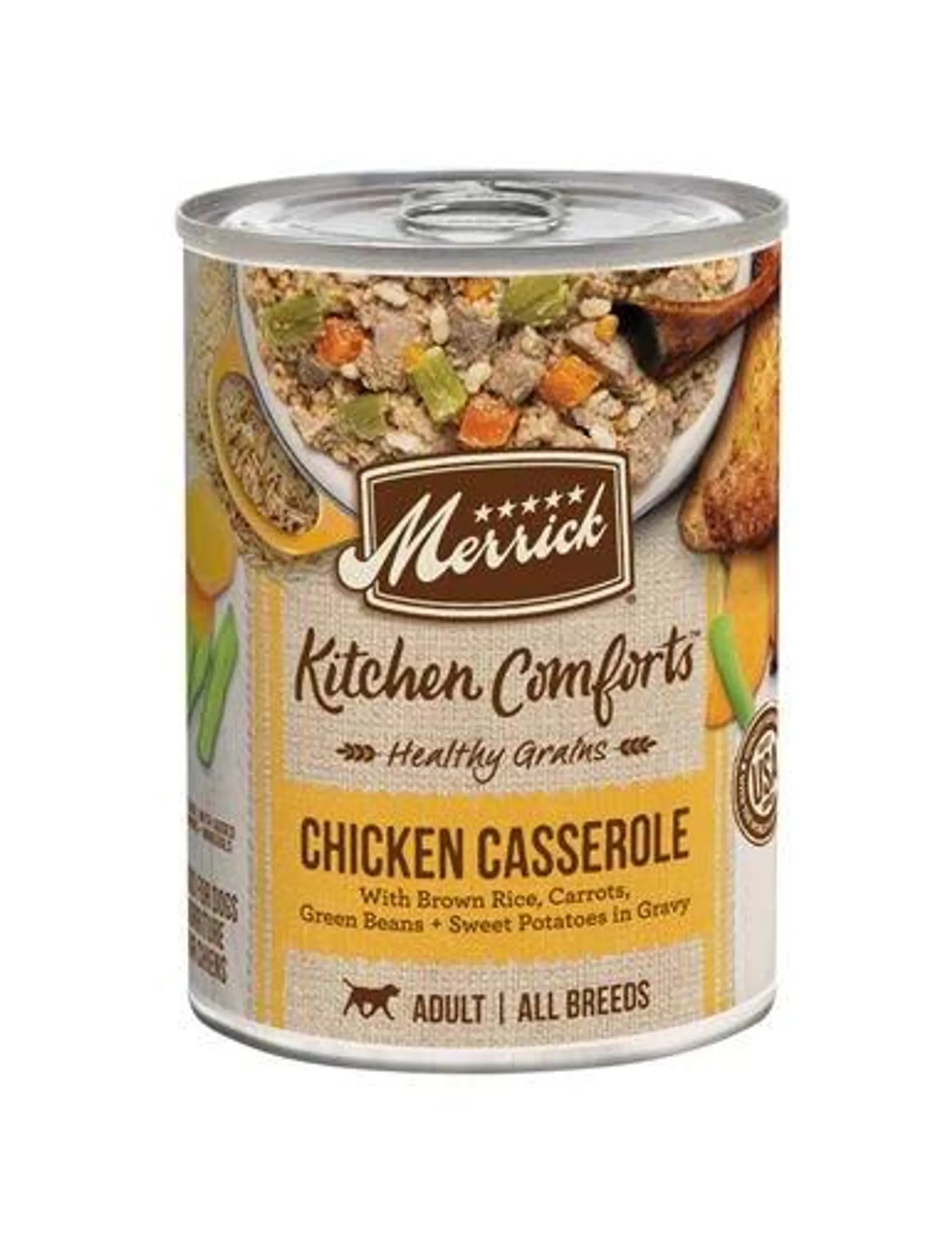 Merrick Kitchen Comforts Healthy And Natural Canned Adult Dog Food With Gravy, Chicken Casserole With Rice - 12.7 Ounce Can