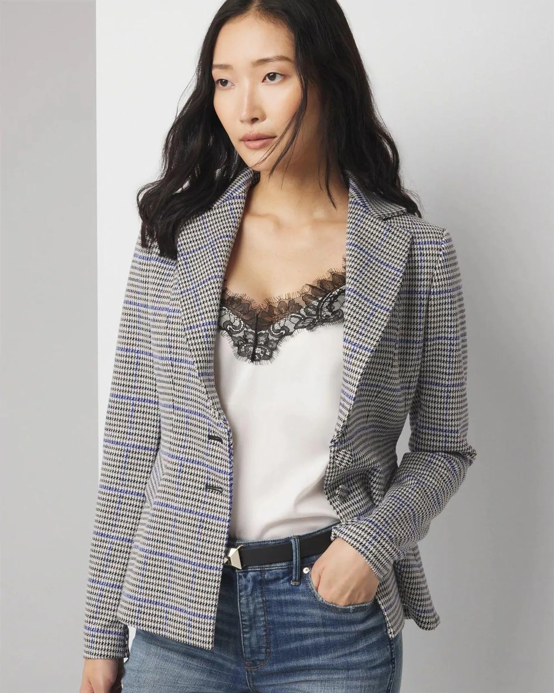 Houndstooth Knit Signature Blazer