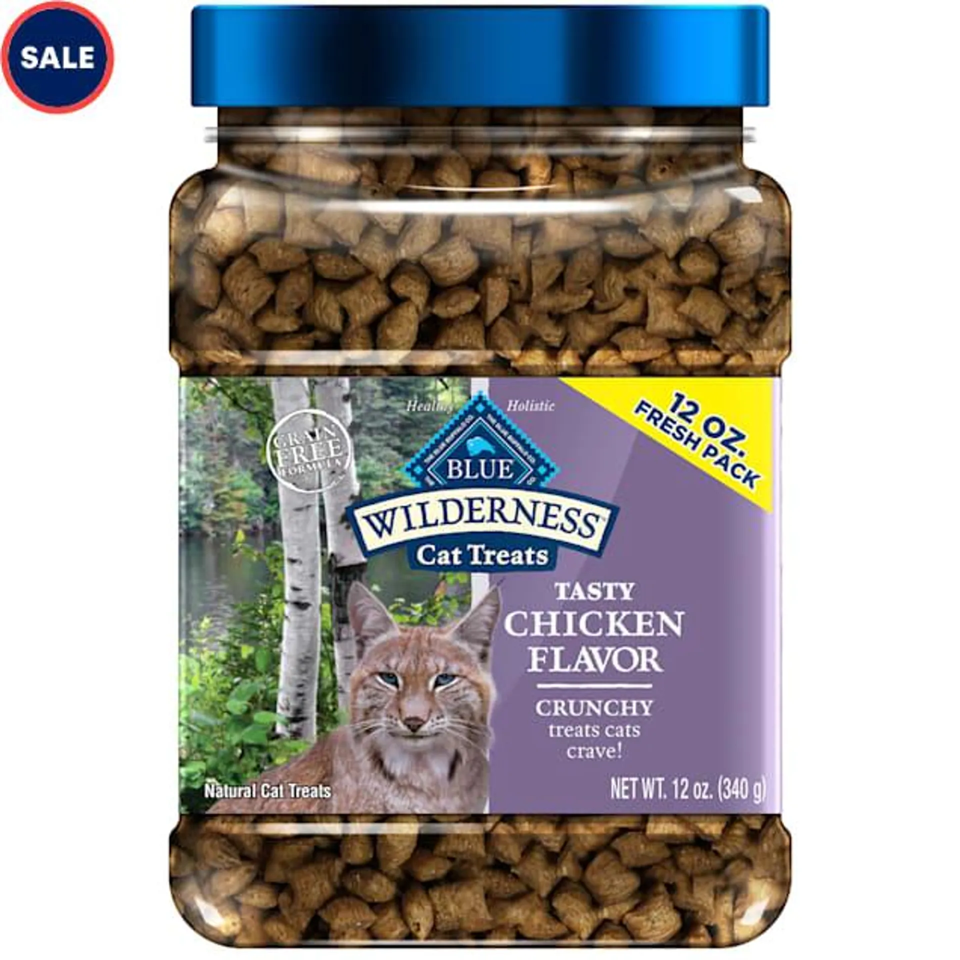 Blue Buffalo Wilderness Natural & Grain-Free, Chicken Crunchy Cat Treats, 12 oz.