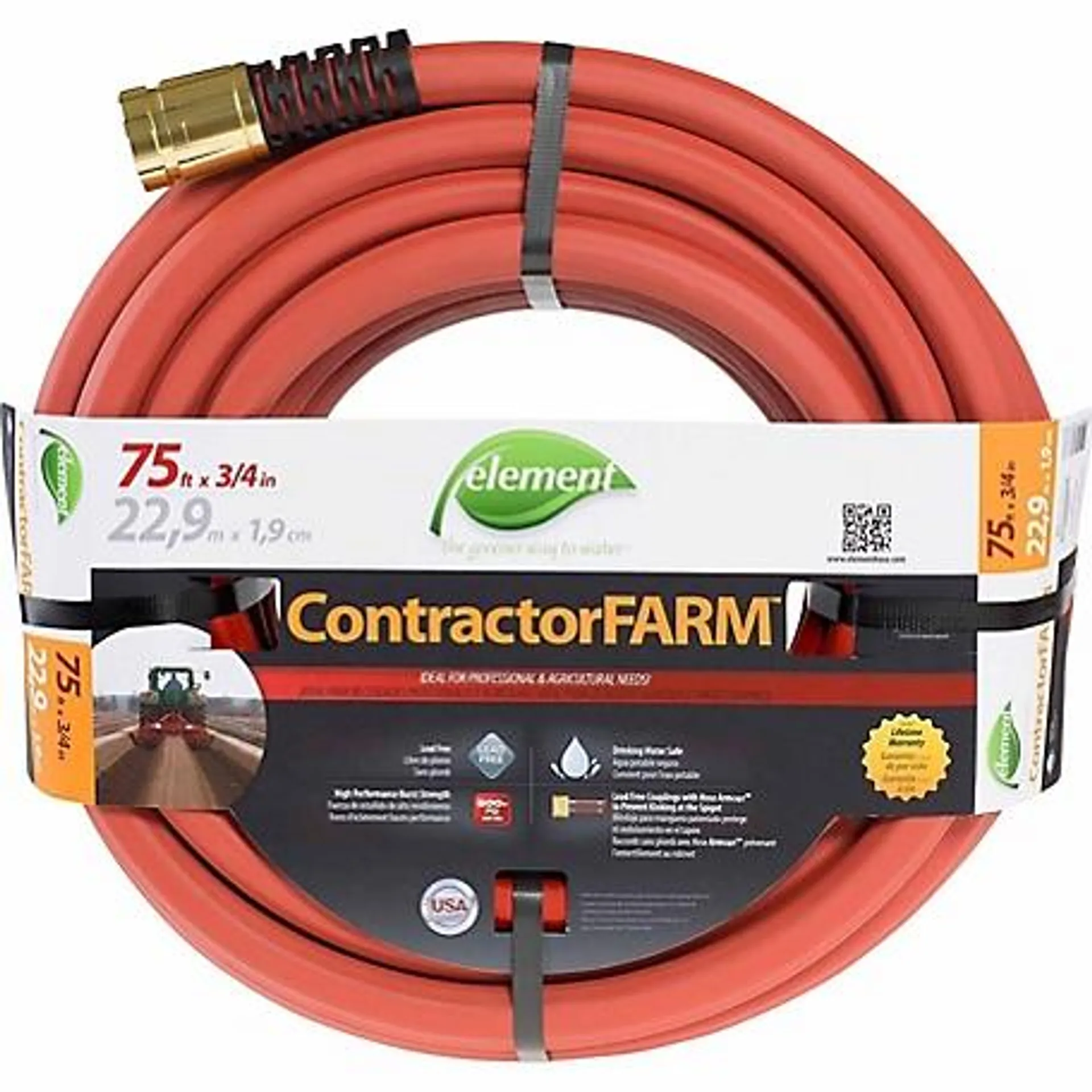 Element 3/4 in. x 75 ft. ContractorFARM Heavy-Duty Water Hose