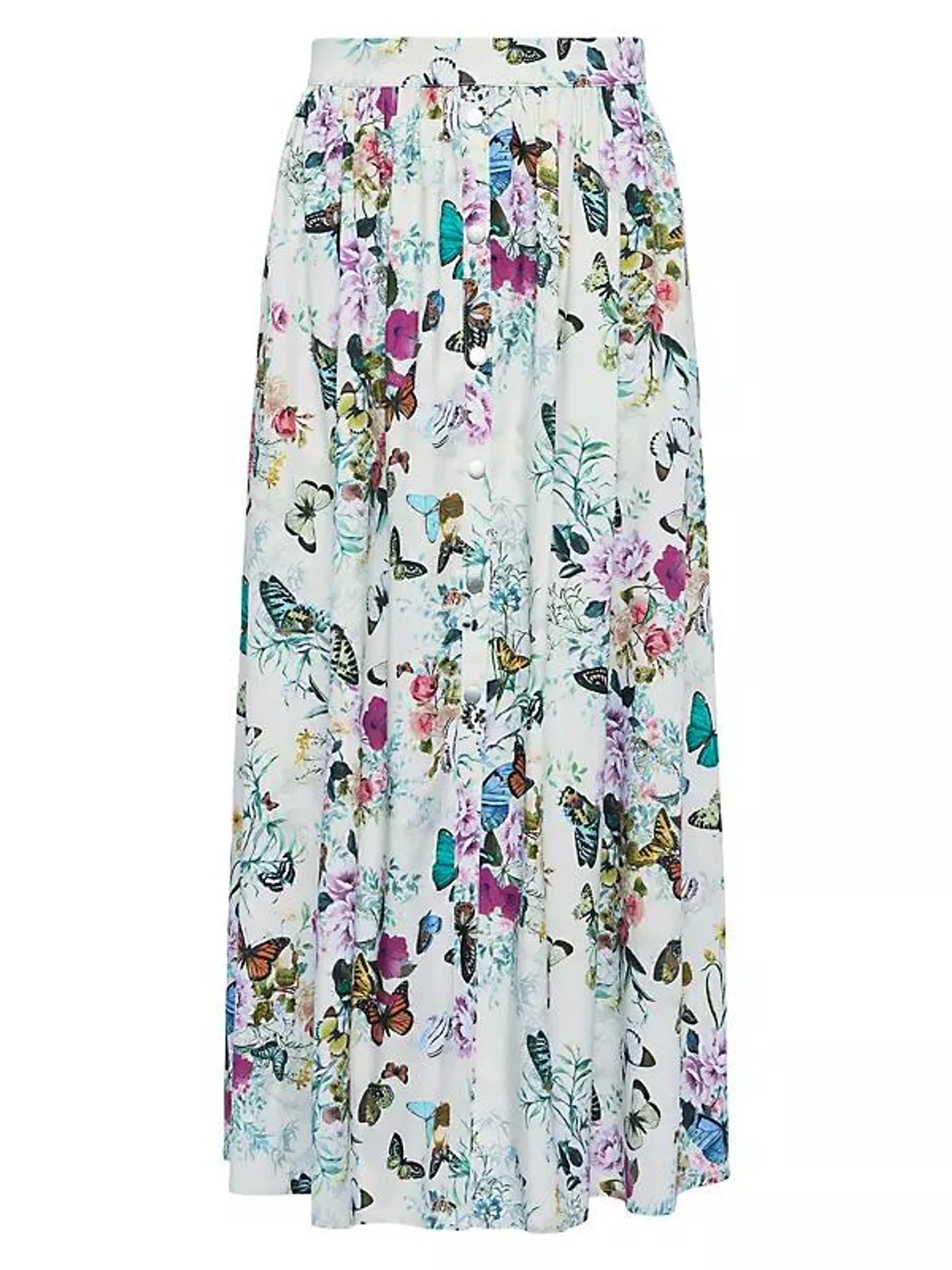 Seina Printed Button-Detailed Midi-Skirt