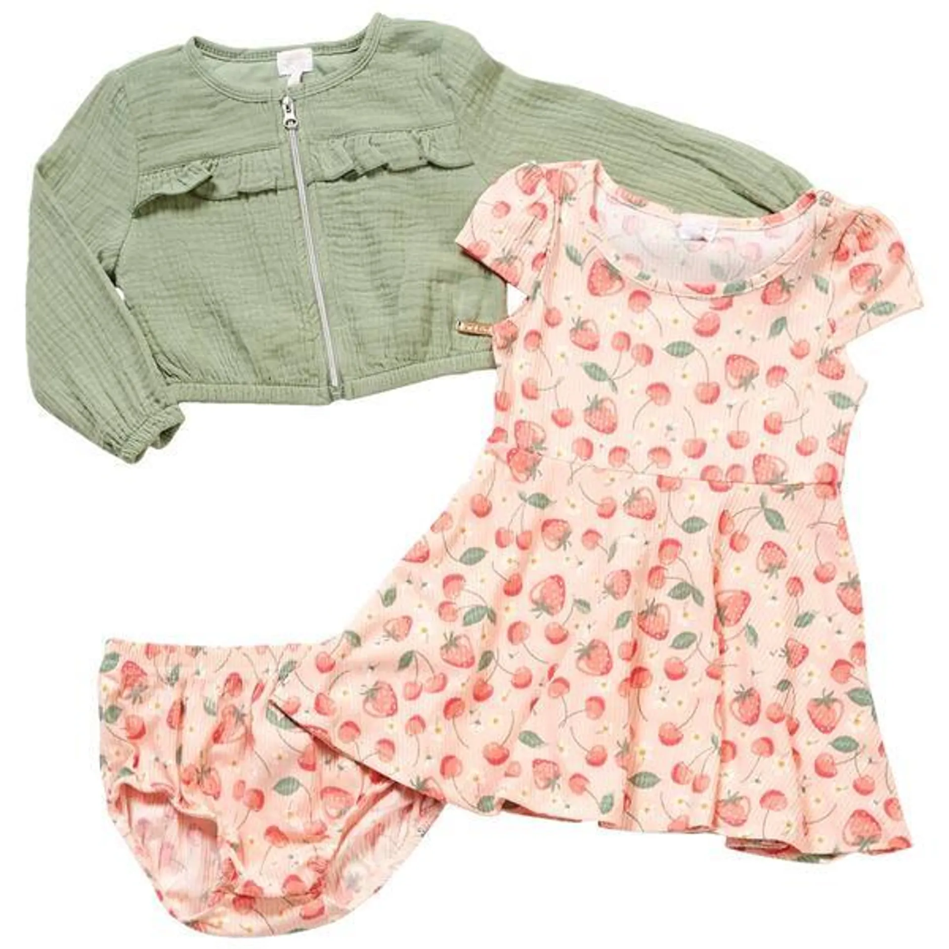 Baby Girl (12-24M) Kensie Baby 3pc. Strawberry Dress w/ Jacket