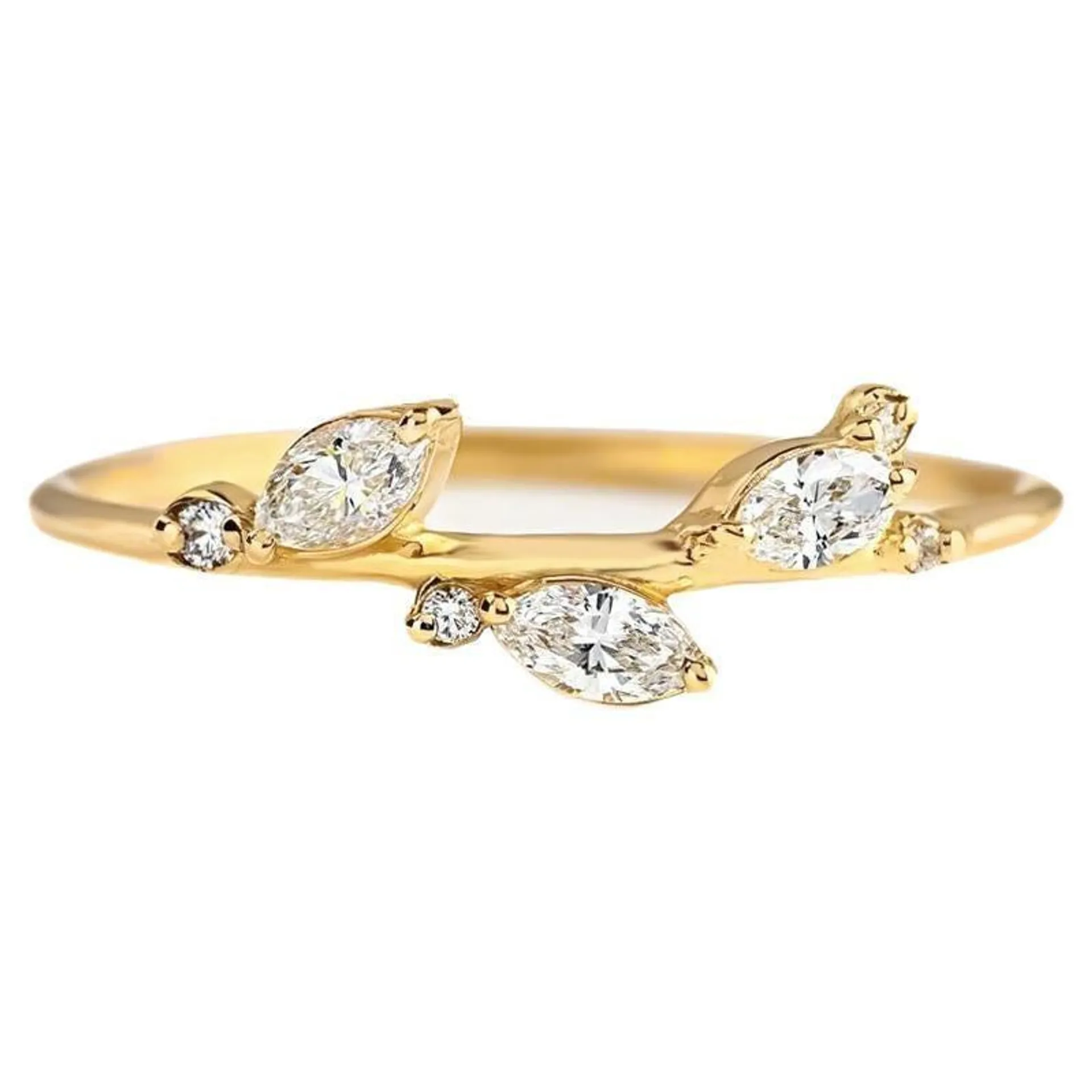 Cluster Moissanite Wedding Band in 14k gold