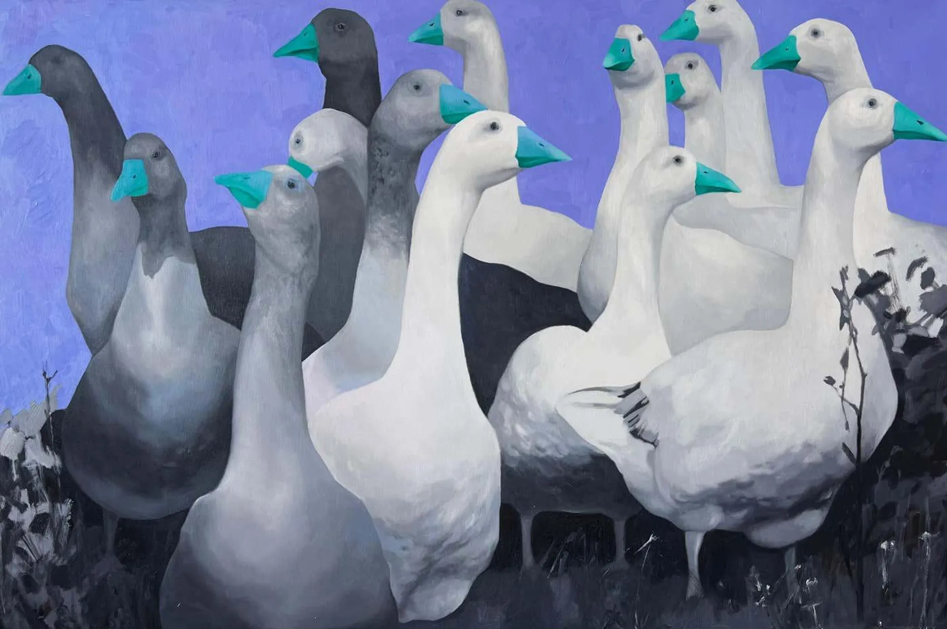 Elizeveta Pugacheva Geese, 80x120 cm, oil on canvas 2024