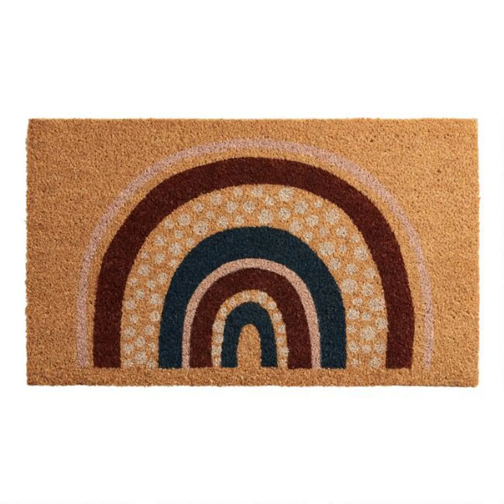 Blush and Navy Modern Rainbow Coir Doormat