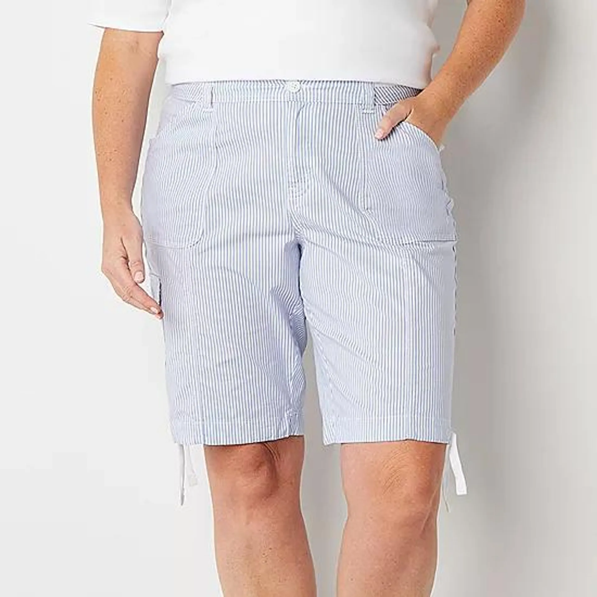 St. John's Bay Cargo Womens Mid Rise Bermuda Short-Plus