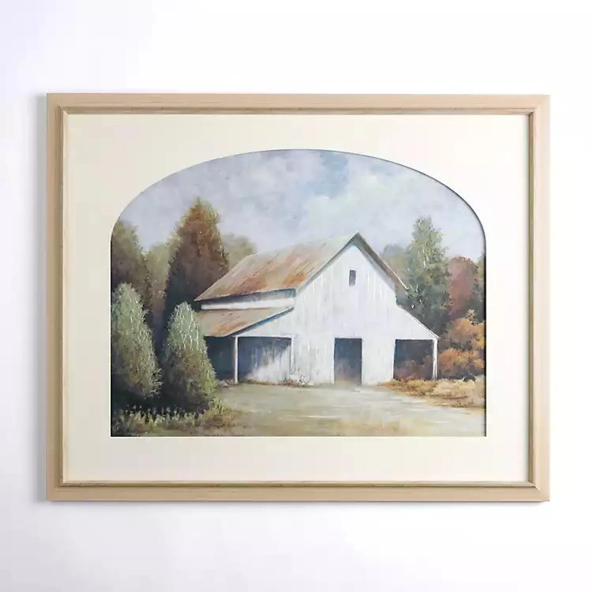 Barn with Arched Mat Framed Art Print