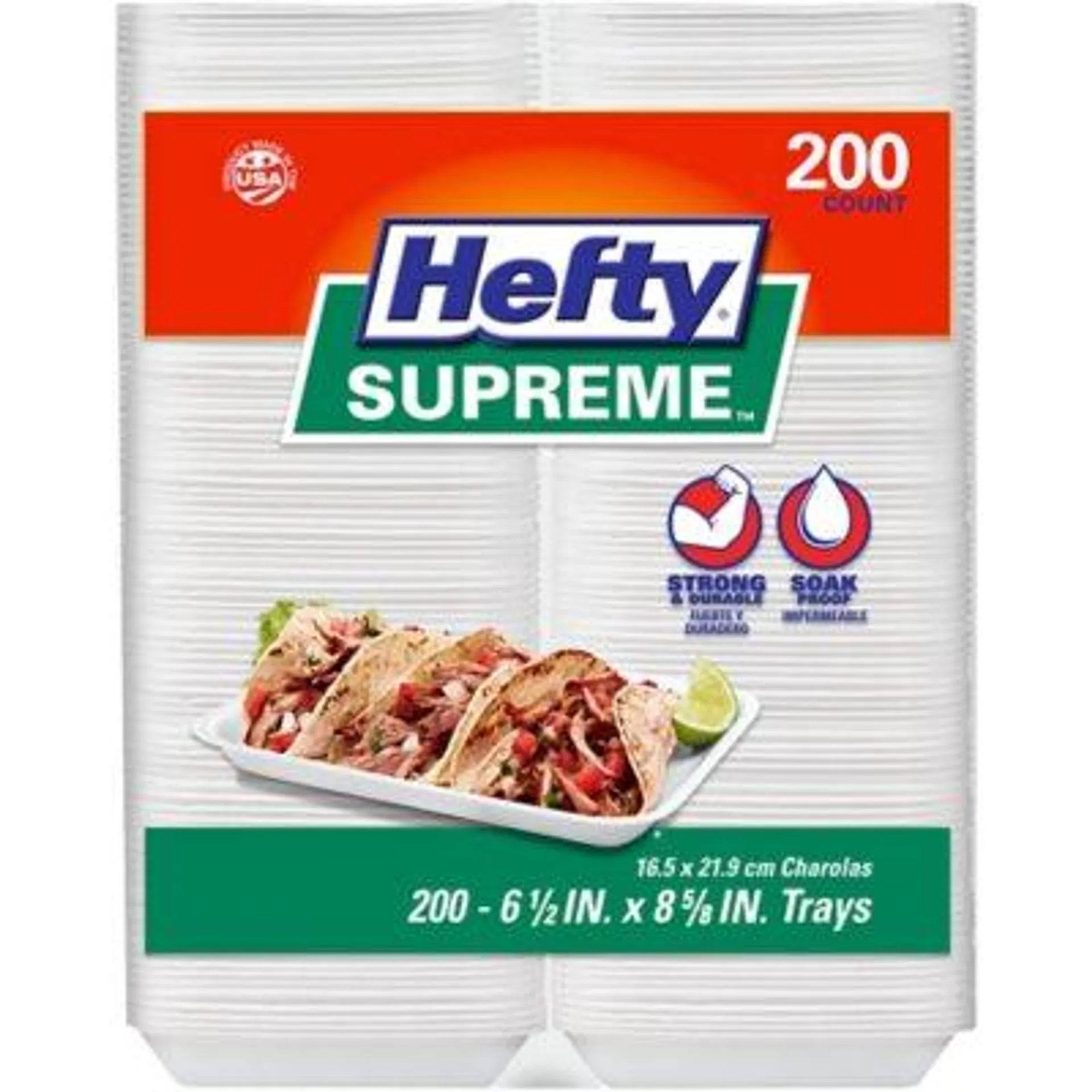 Hefty Supreme Foam Charola Trays, 6.5" x 8.625" 200 ct.