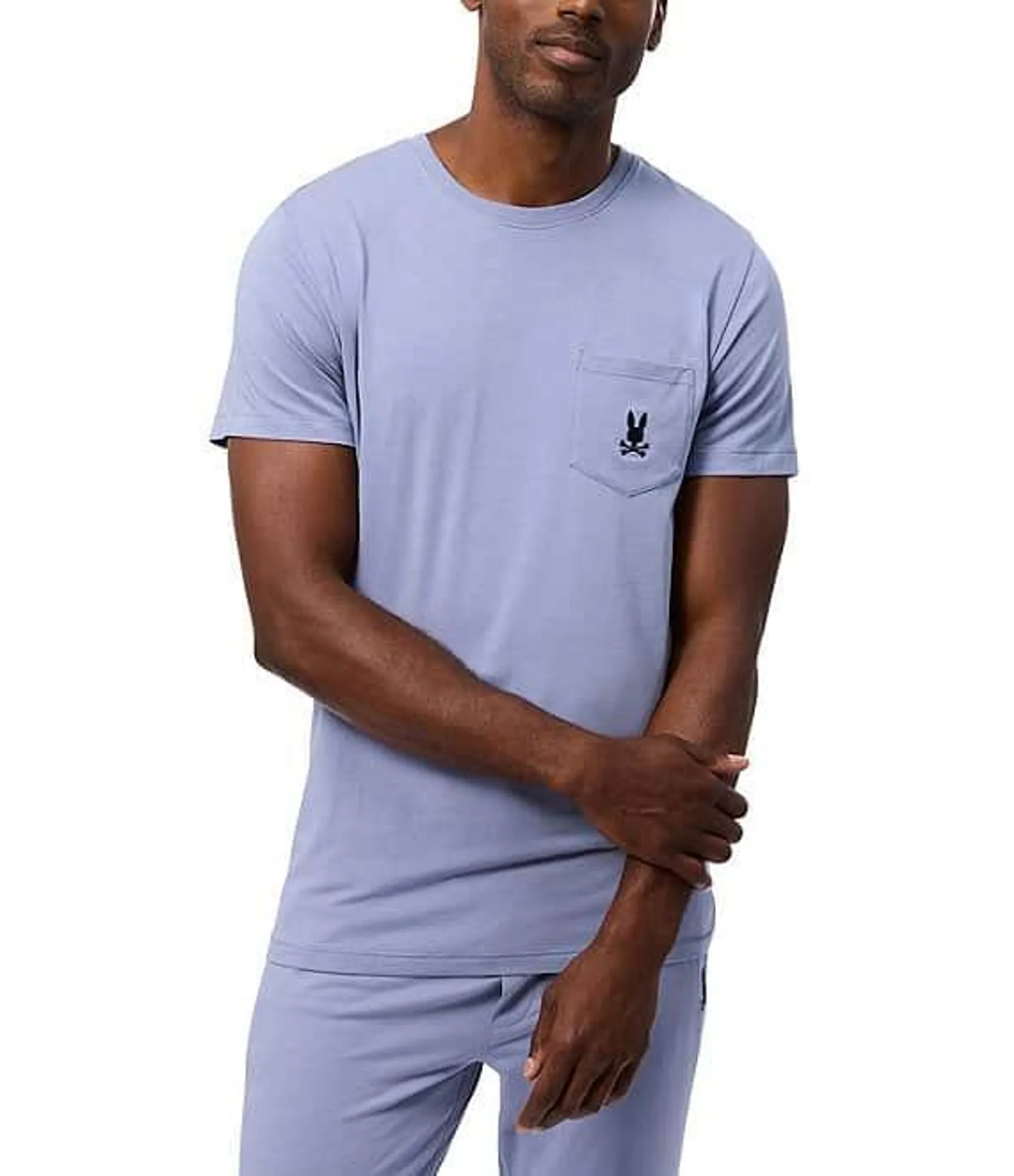 Short Sleeve Jersey Pocket Embroidered Bunny Lounge T-Shirt