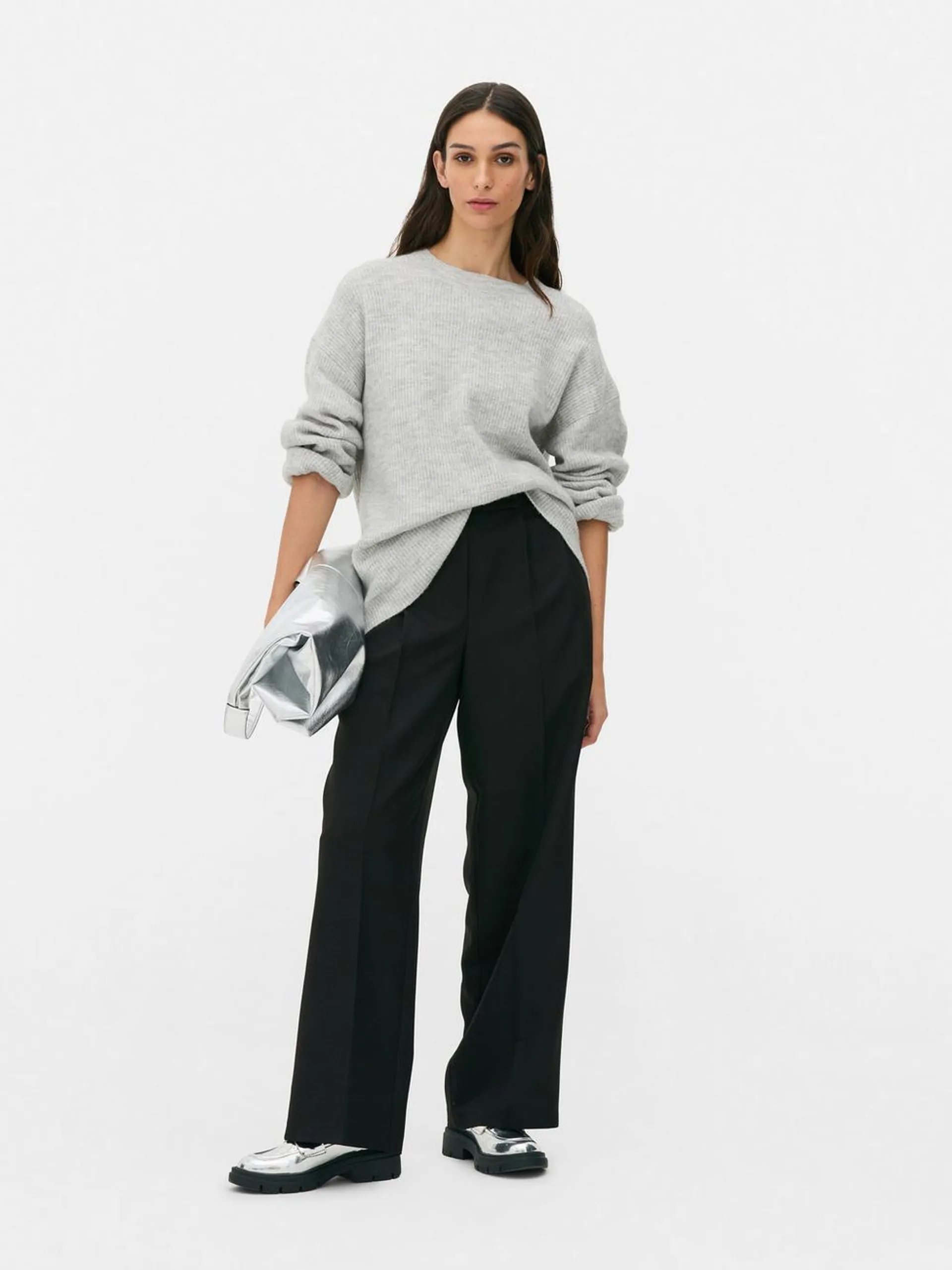 Wide Leg Pleated Trousers