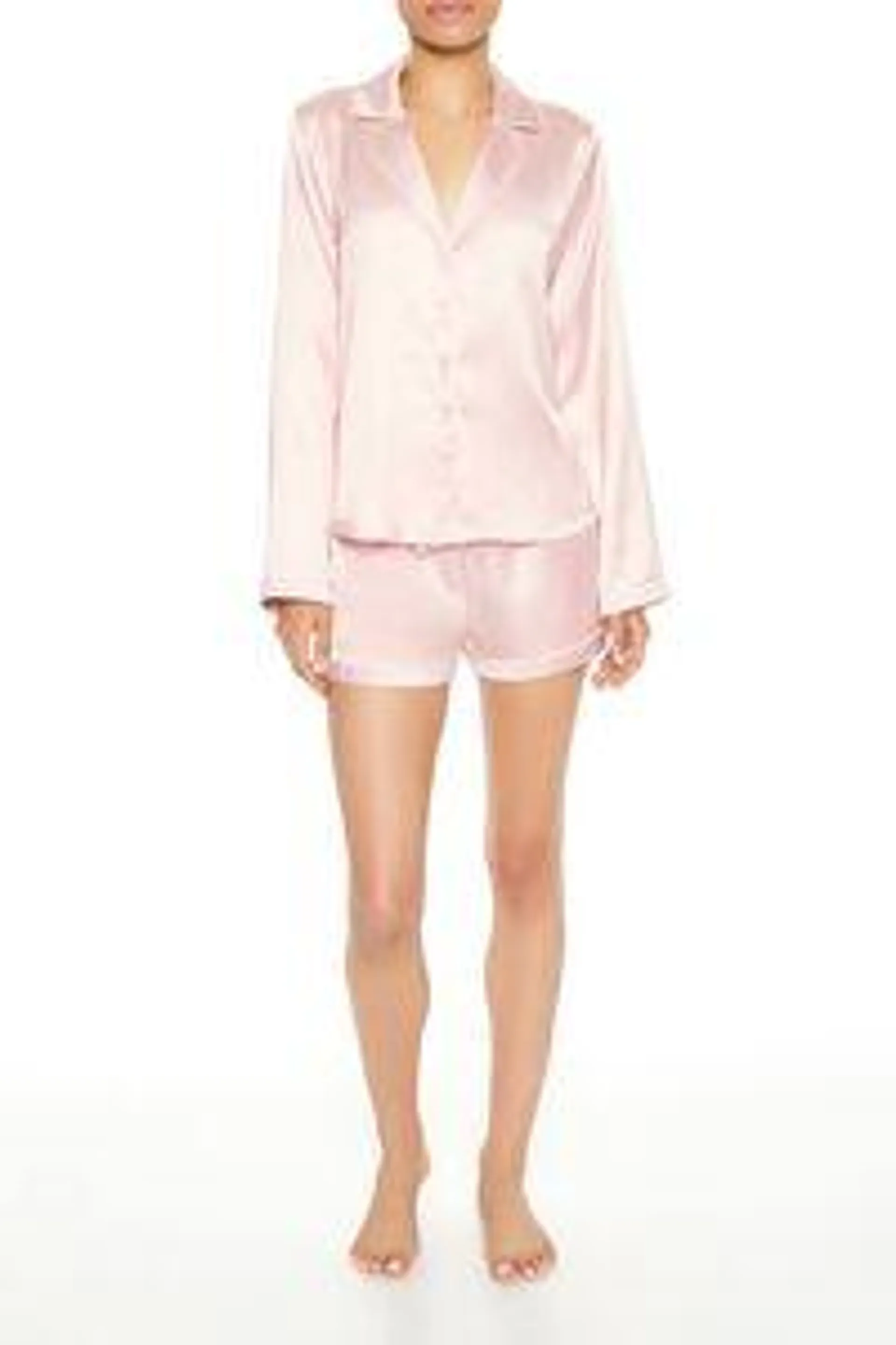 Satin Shirt & Shorts Pajama Set