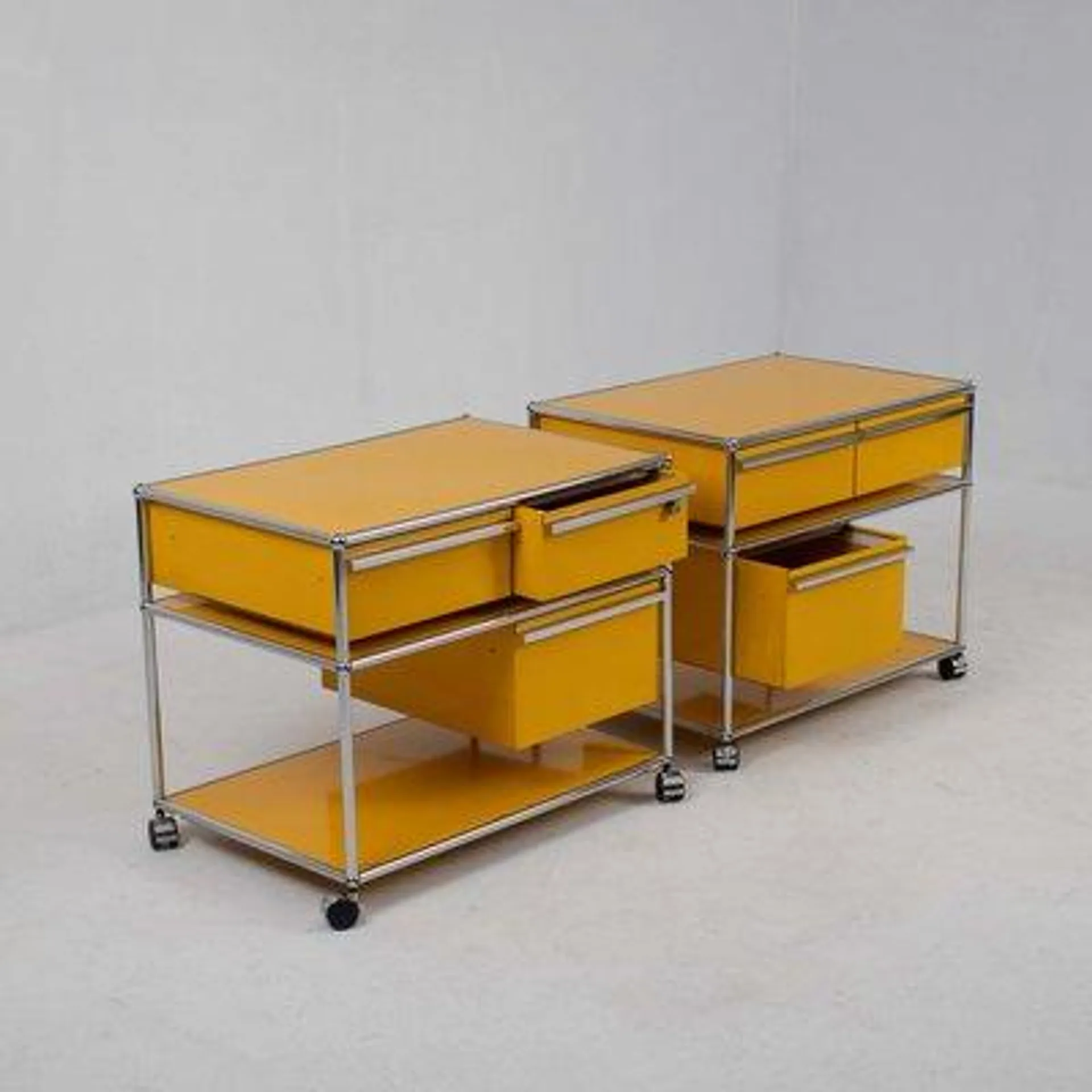 Yellow Trolley Set from USM Haller, Set of 2