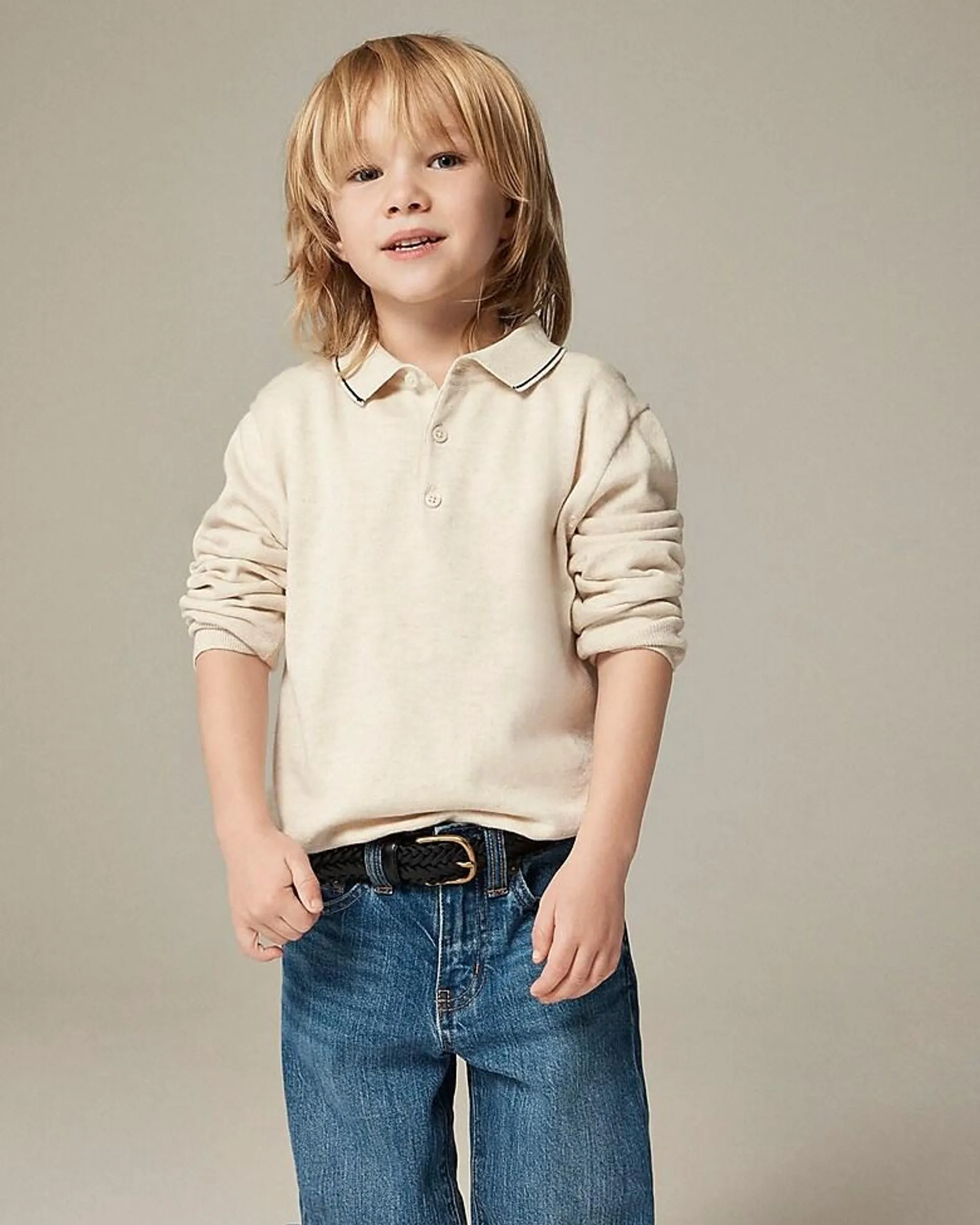 Kids' tipped cotton sweater-polo