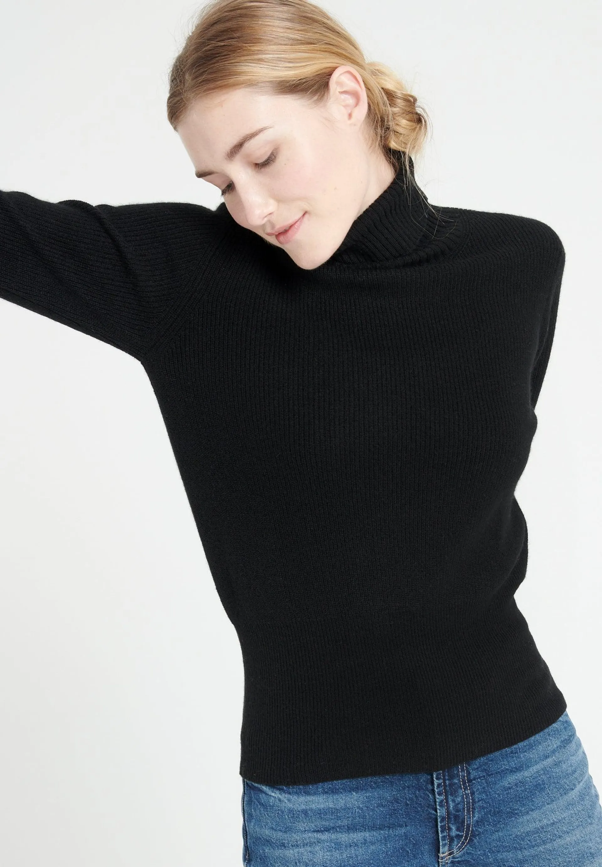 Pure Cashmere Rib Knit Turtleneck Sweater (Lilly 21)