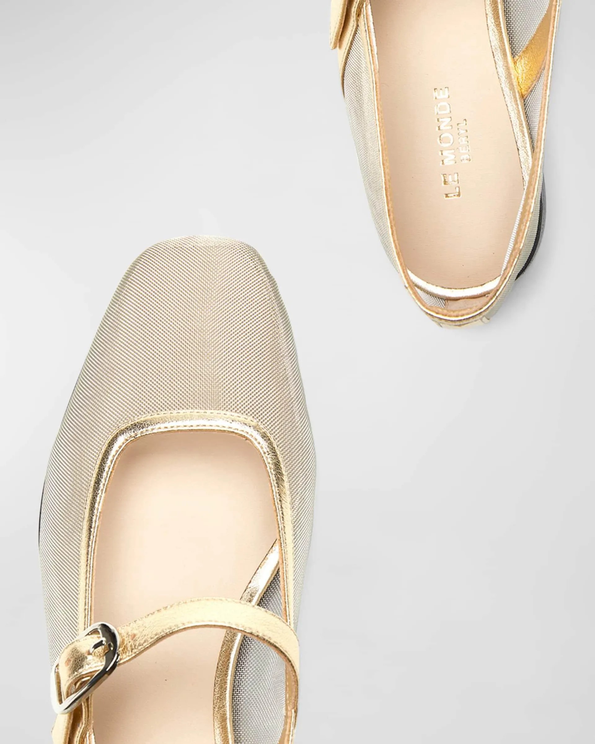 Mesh Metallic Mary Jane Ballerina Flats