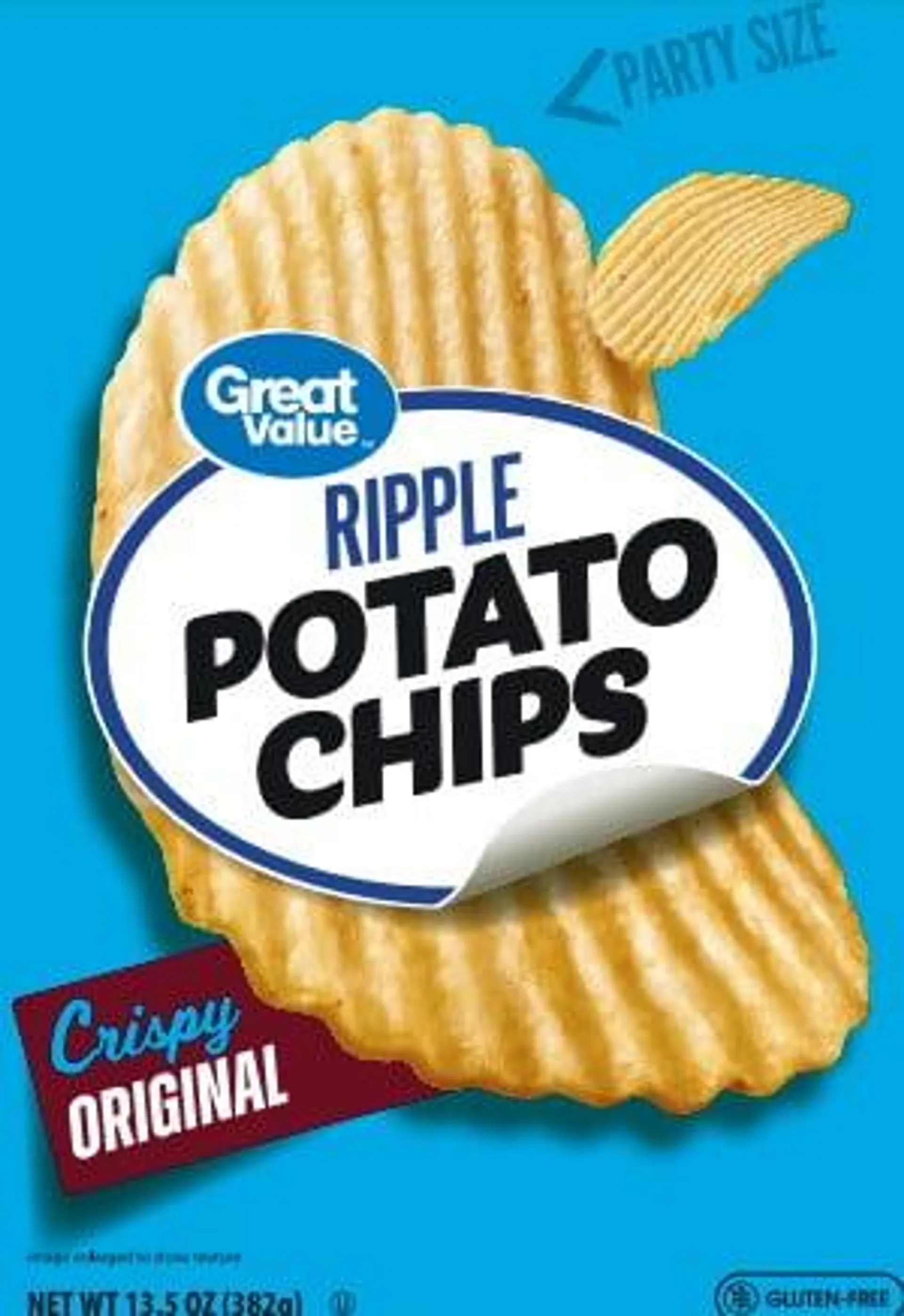 Great Value Original Rippled Potato Chips Party Size!, 13.5 oz