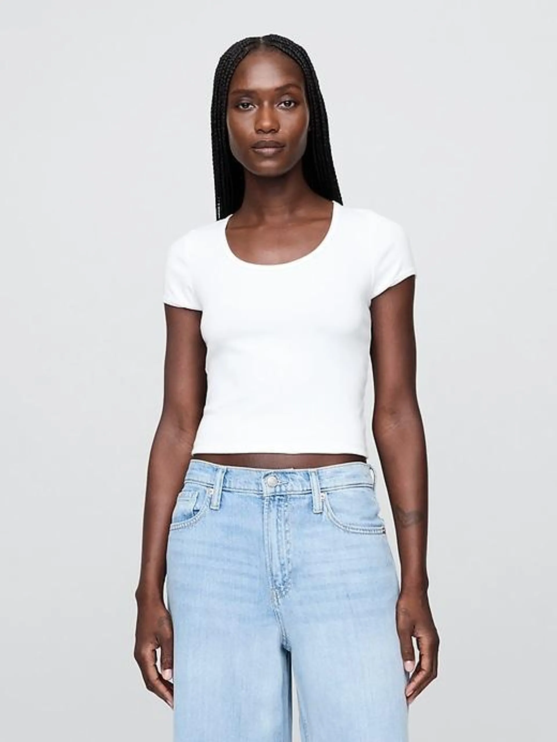 Modern Cropped Cap-Sleeve T-Shirt