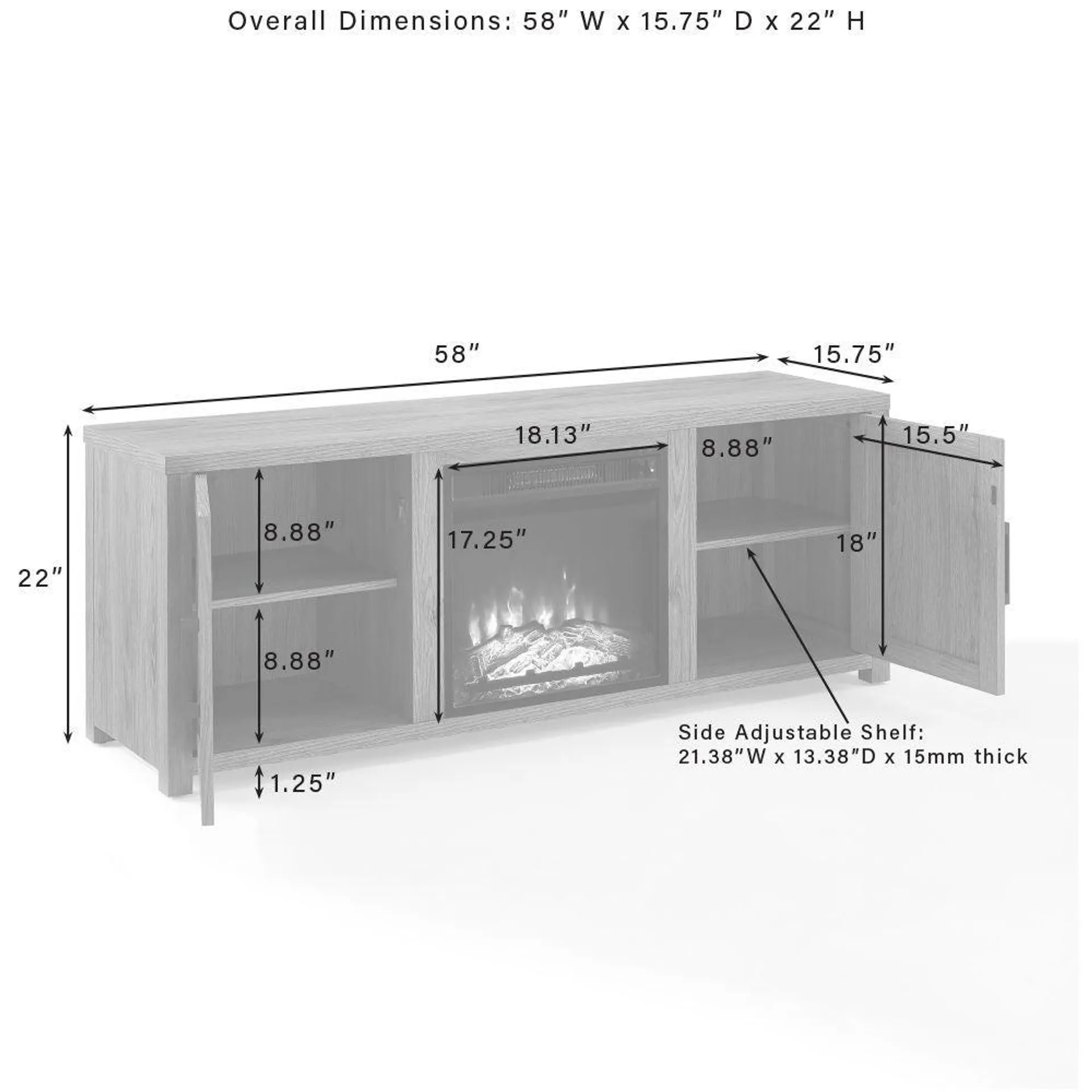 Gordon Low Profile Fireplace Tv Stand For 65+ Inch Tv