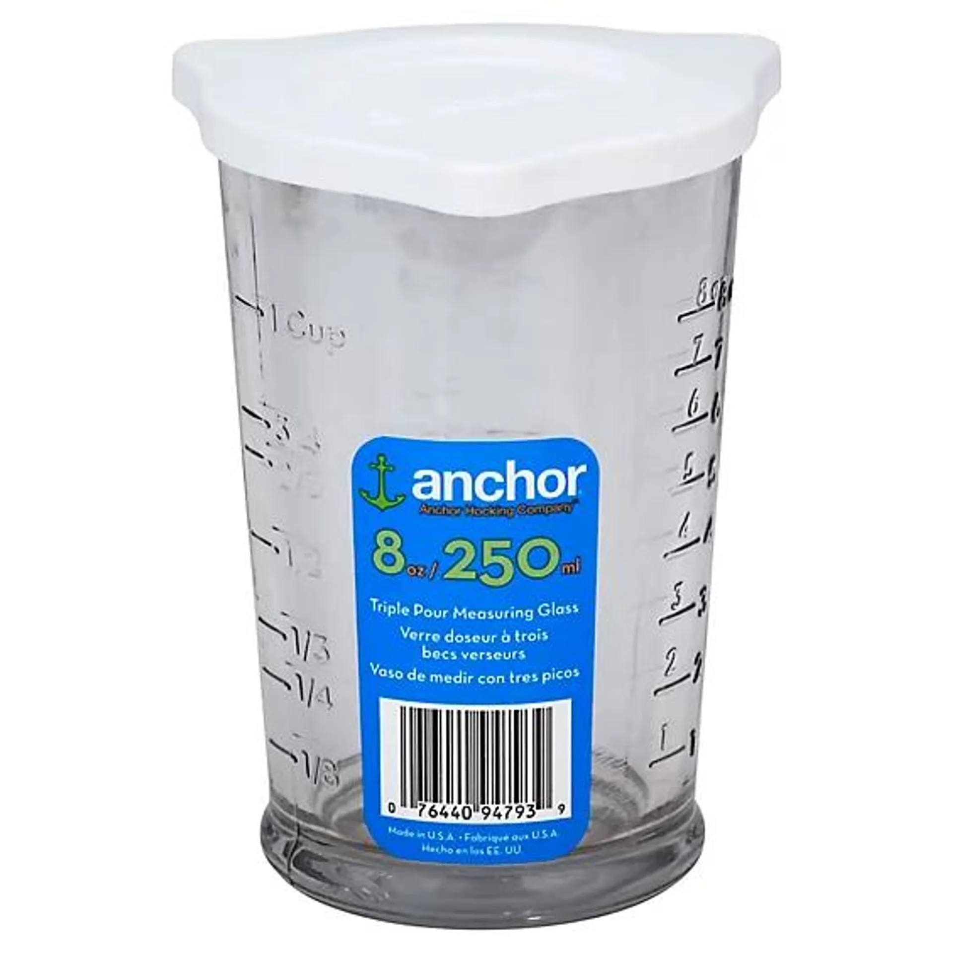 Anchro Hocking Triple Pour Embossed Measuring Glass With Lid - Each