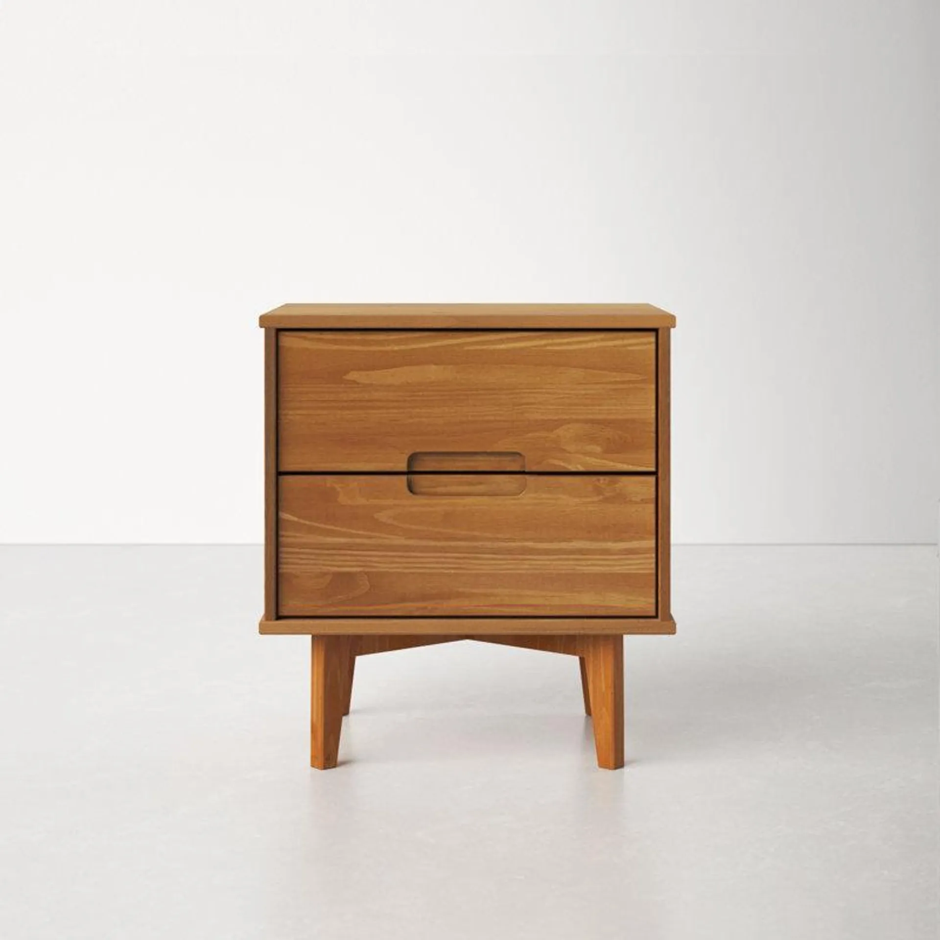 Mags Solid Wood Groove 2-Drawer Nightstand