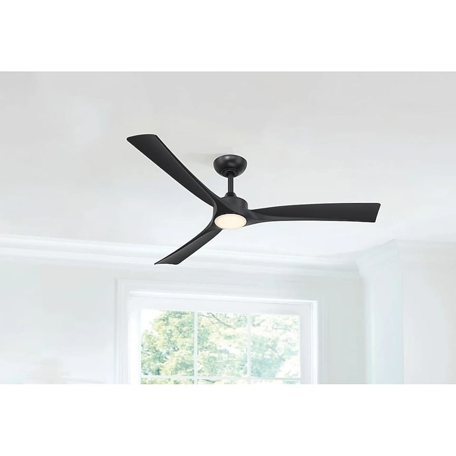 Harbor Breeze Calavar 52-in Matte black Color-changing Integrated LED Indoor/Outdoor Ceiling Fan with Light and Remote (3-Blade)