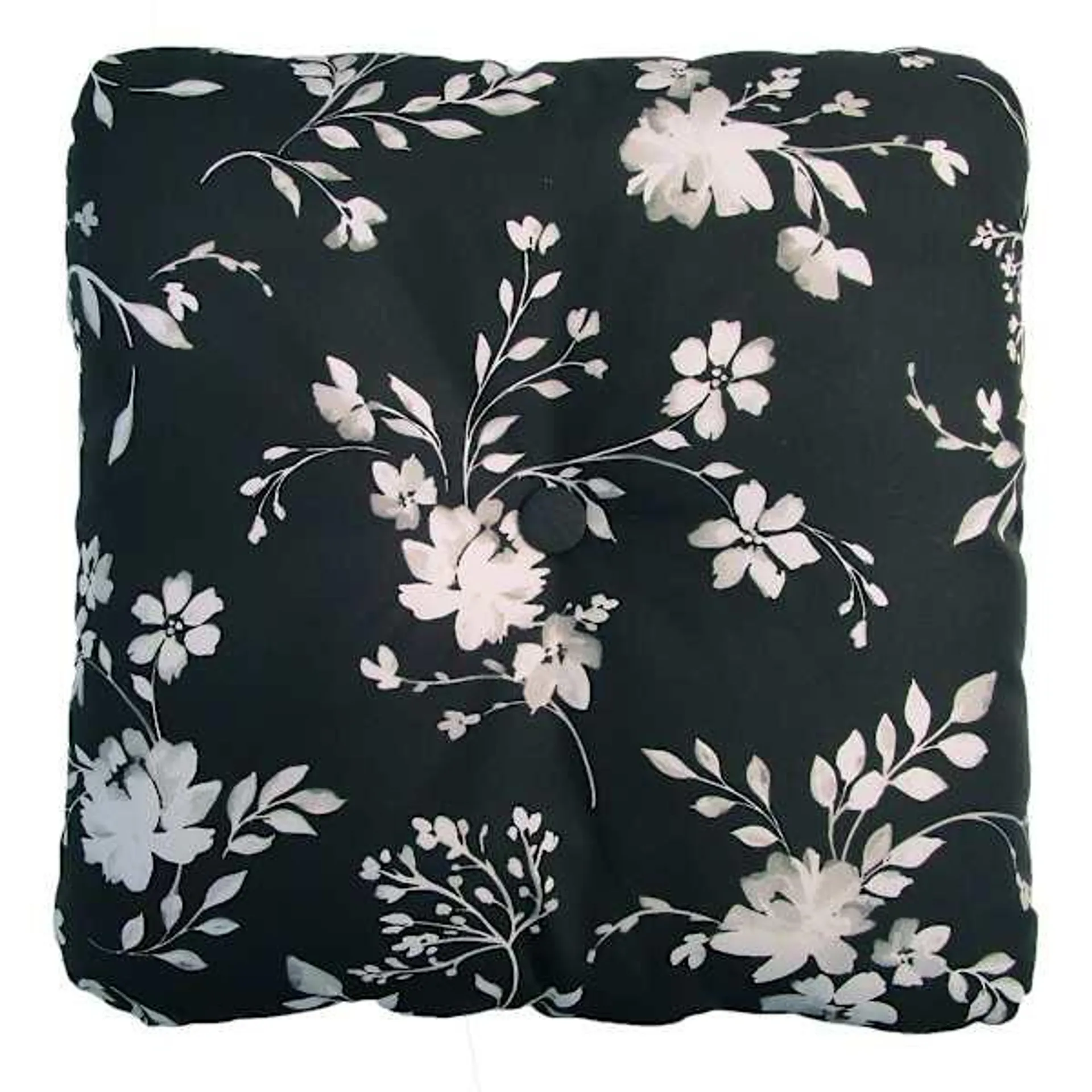 Providence Black & White Floral Tufted Outdoor Back Cushion